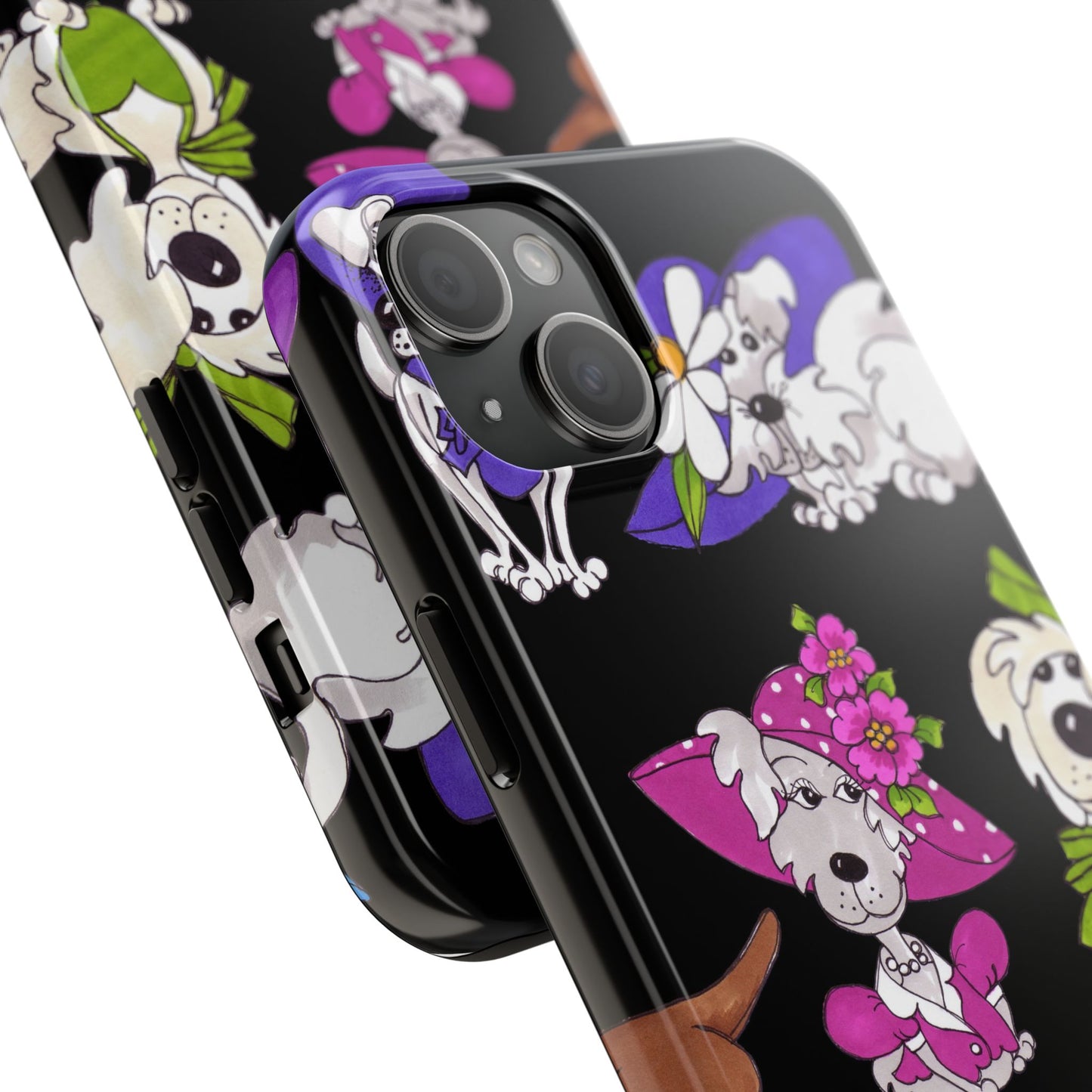 Fancy Dog Line Up Black Phone Case