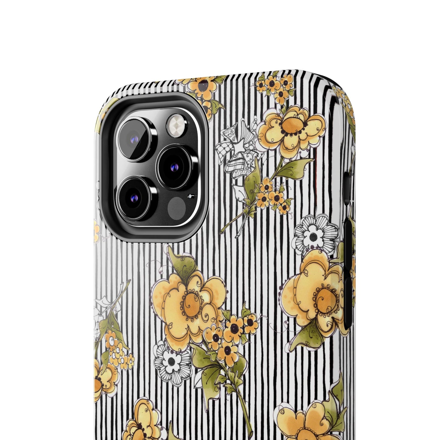 Bee Floral White / Black Phone Case