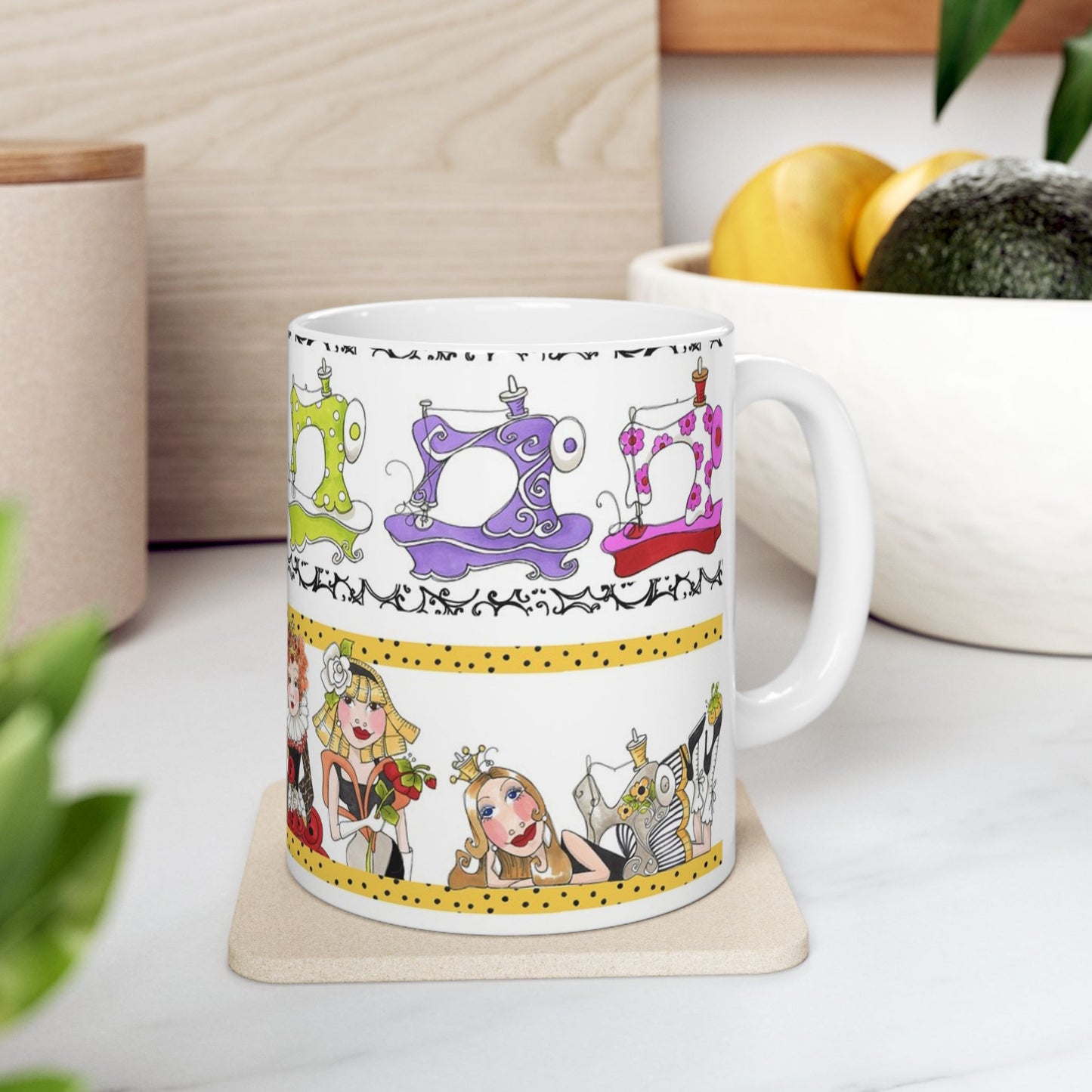 Curious Border White Cup