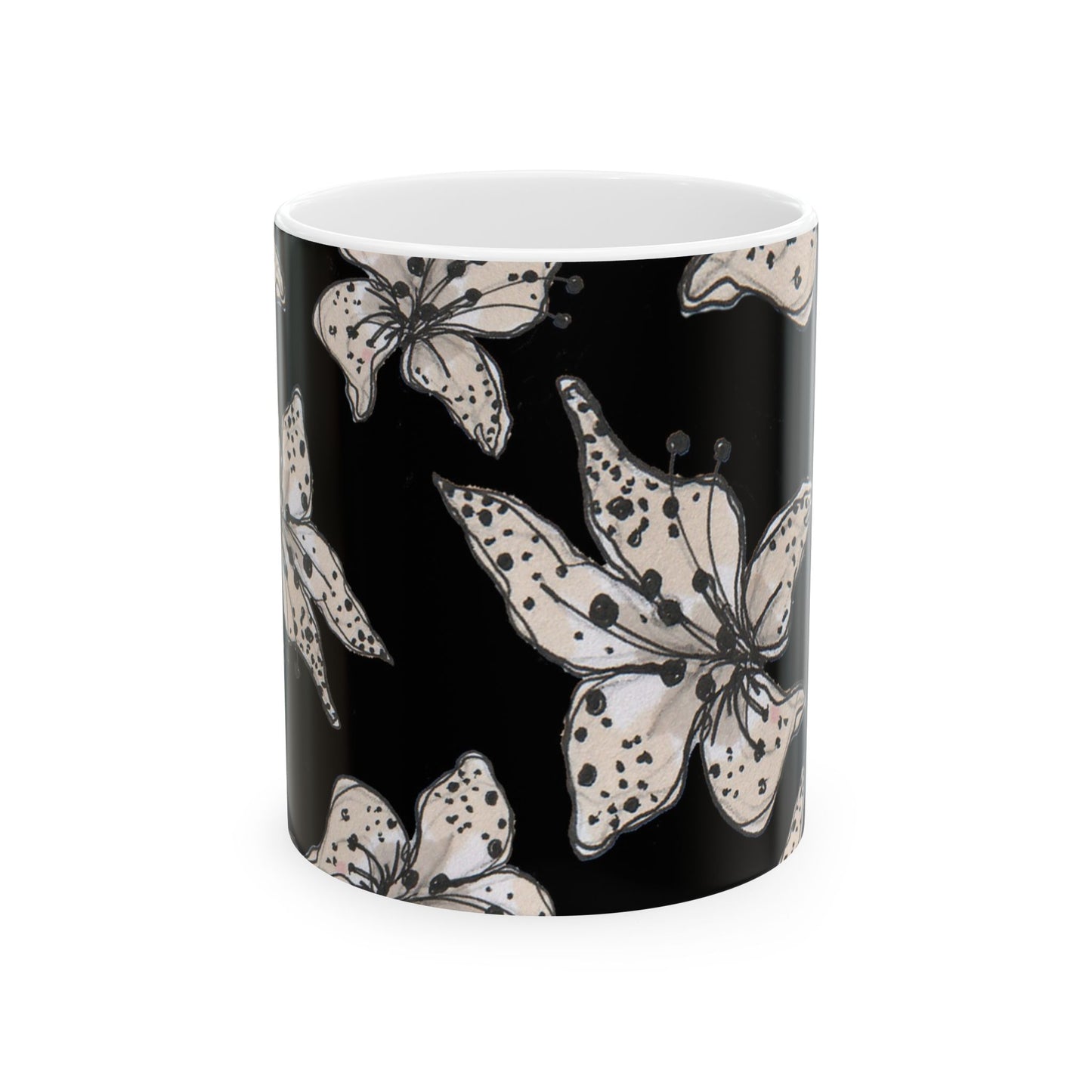 Spotted Lilies Black Cup