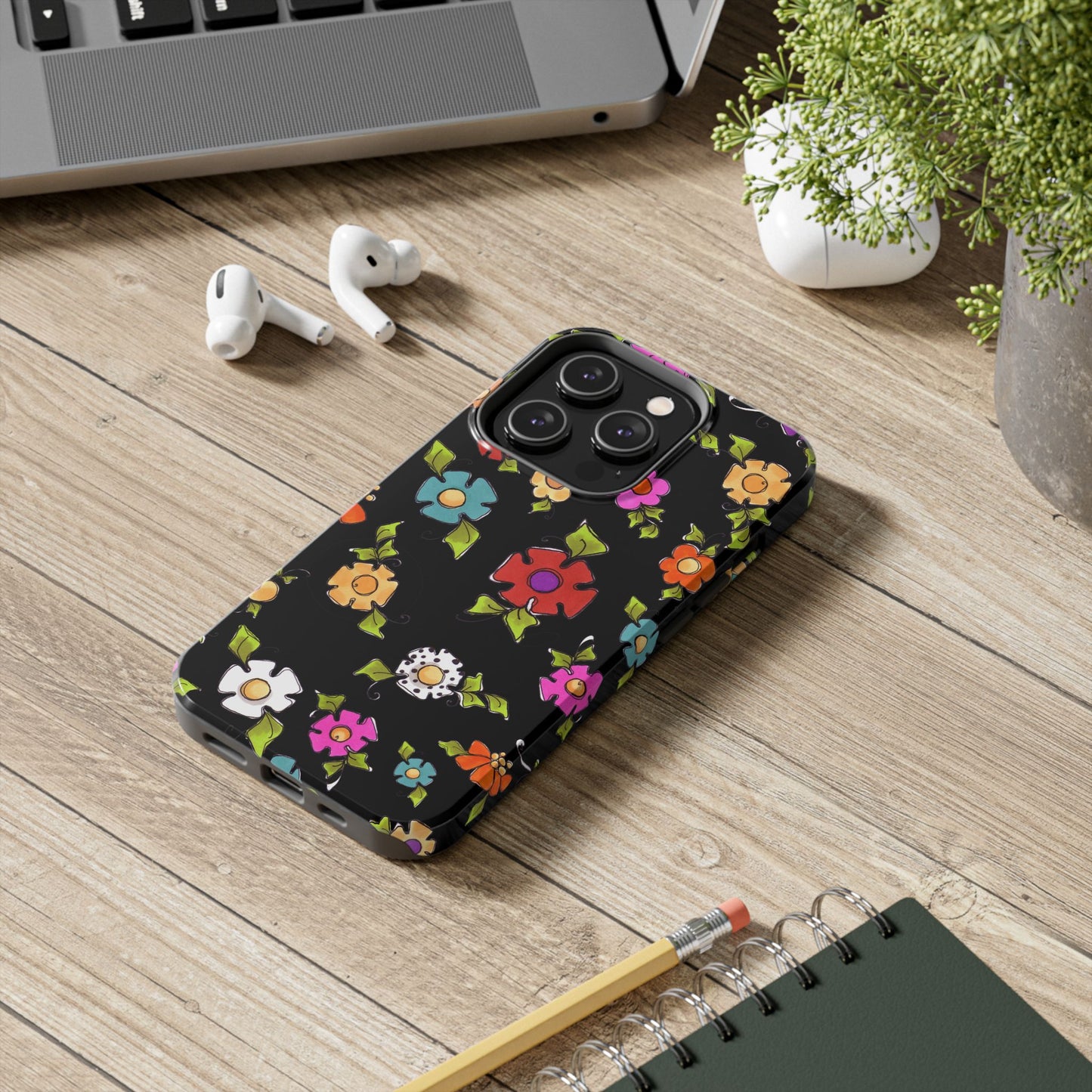 Dog Blooms Black Phone Case