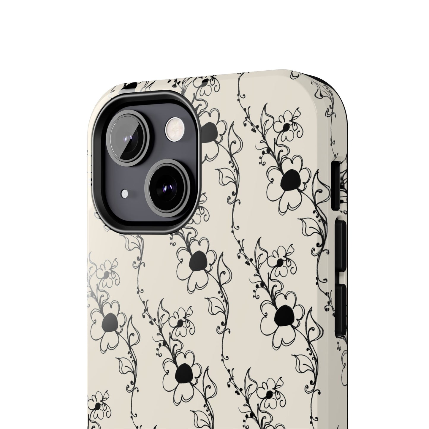 Diagonal Daisies Ivory / Black Phone Case