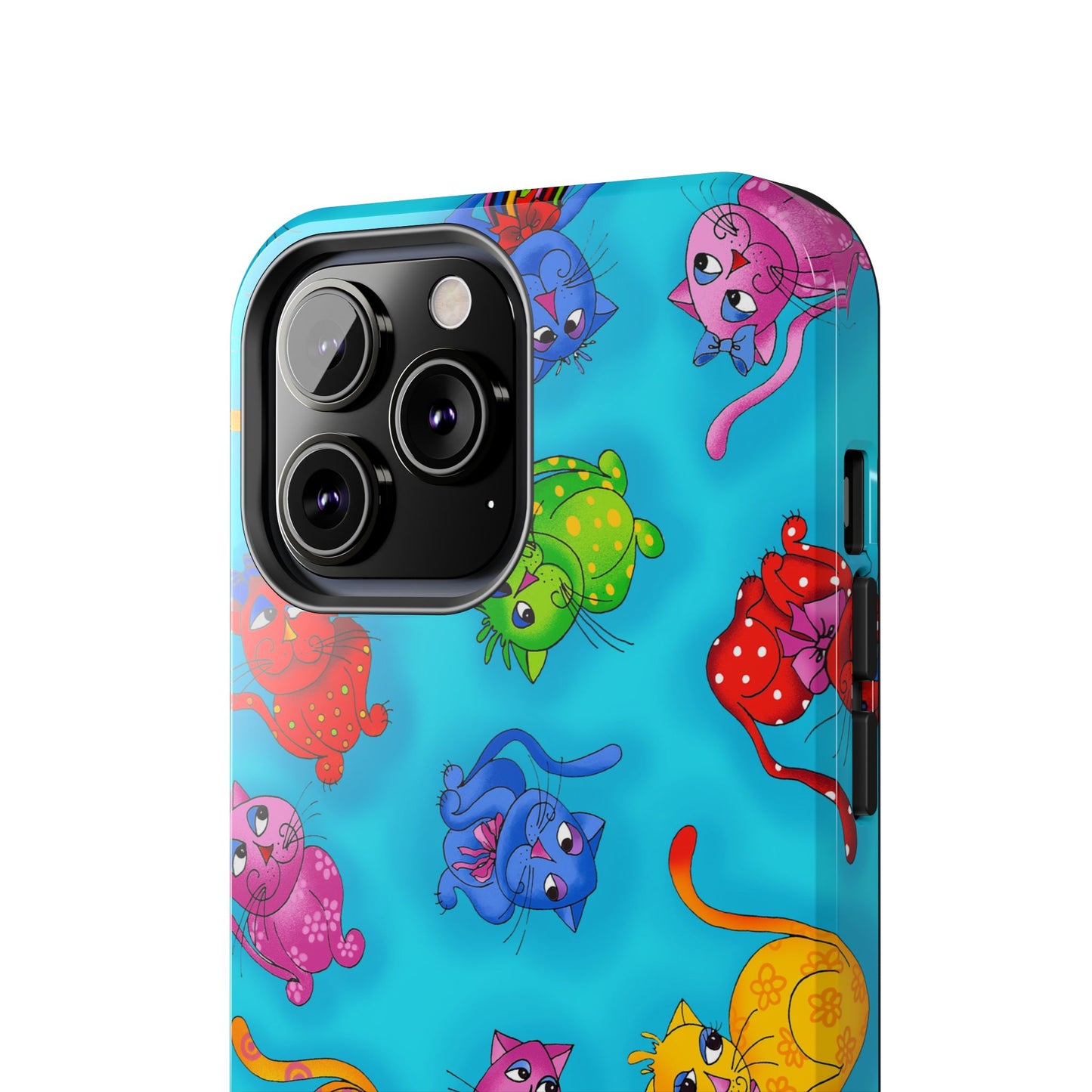 Tossed Cool Cats Turquoise Phone Case