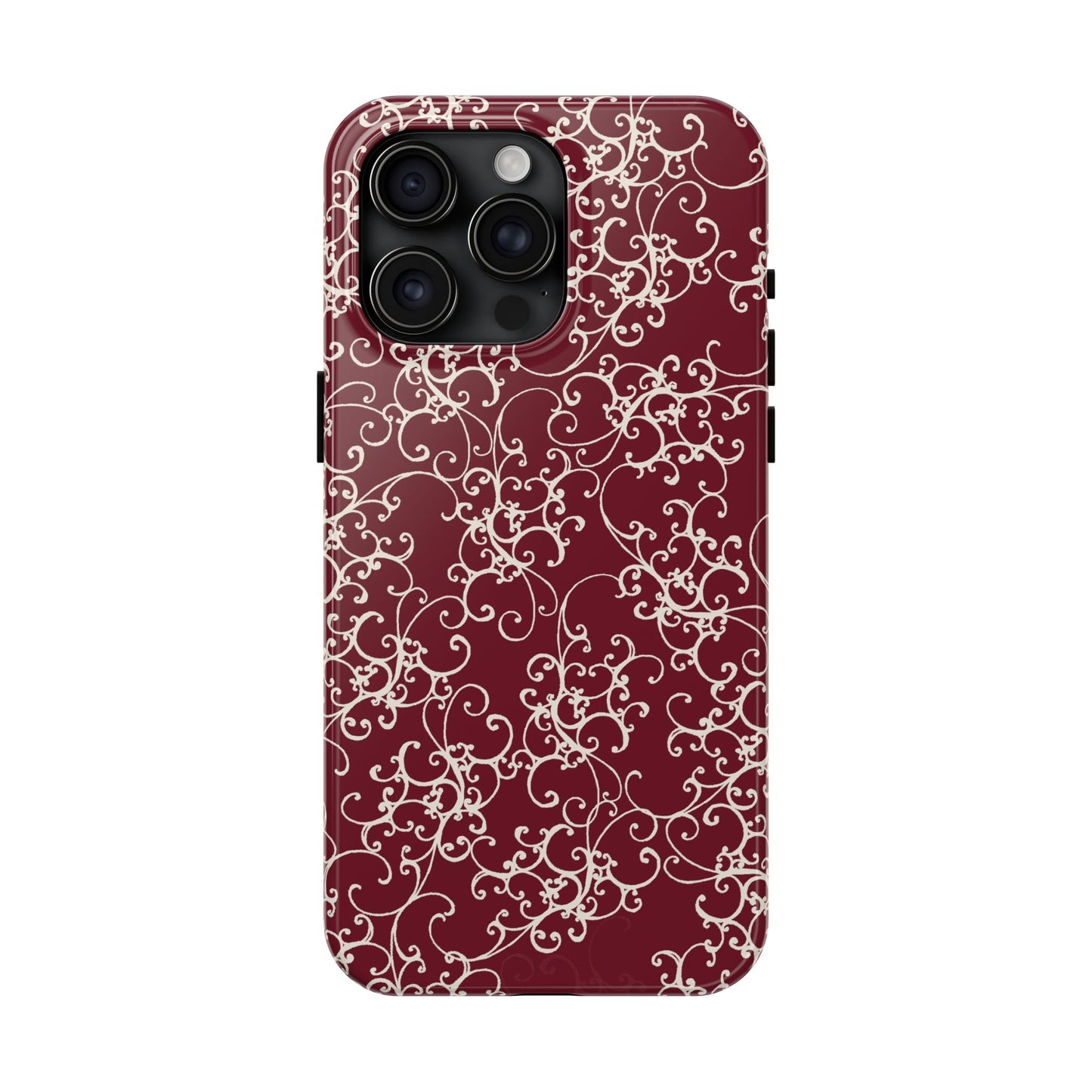 Elegant Scroll Red / Ivory Phone Case