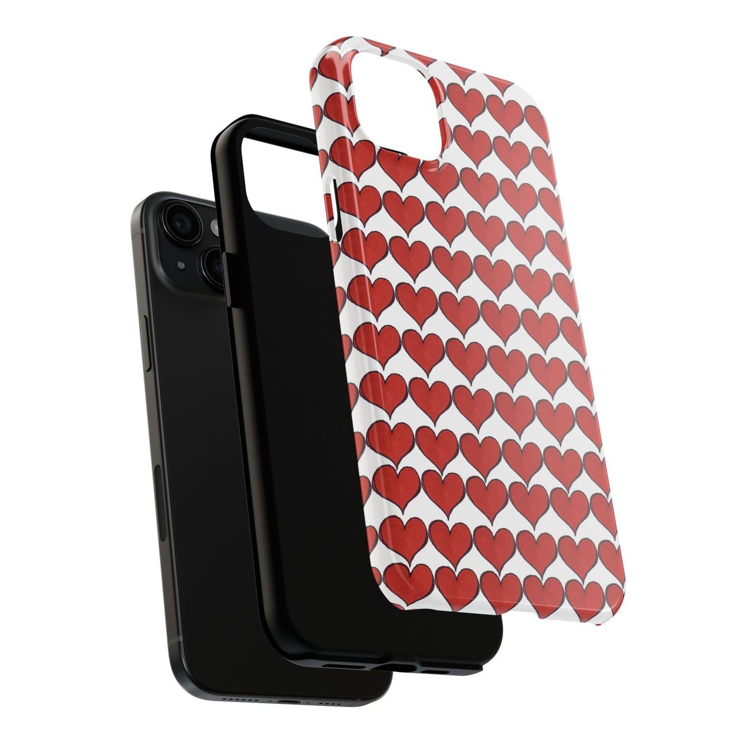 Heartbeats White / Red Phone Case