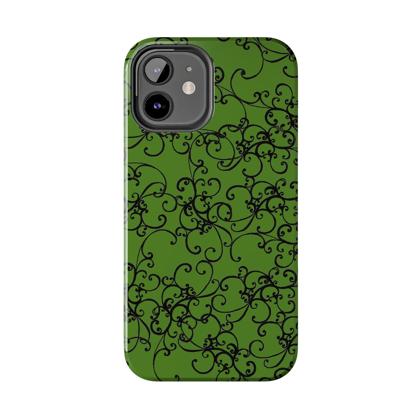 Elegant Scroll Green / Black Phone Case