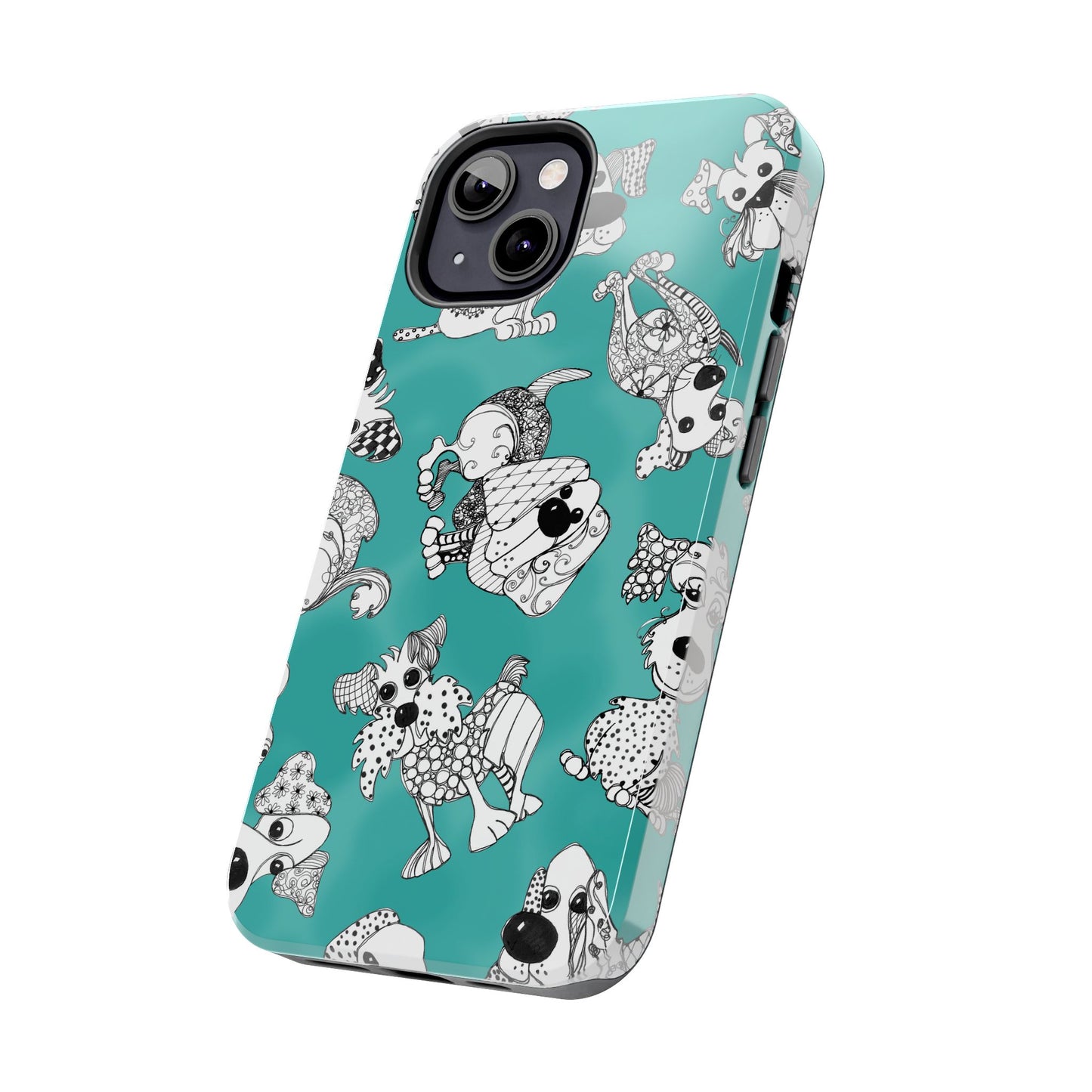 Doodle Dogs Turquoise Phone Case