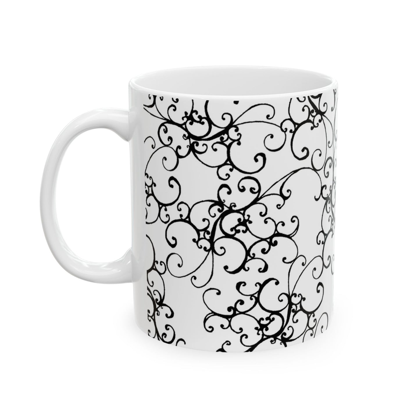 Elegant Scroll White / Black Cup
