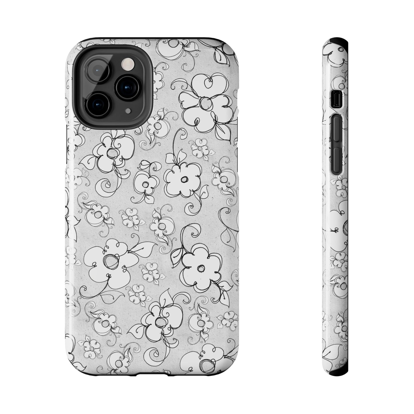 Lady Flowers Silver Phone Case