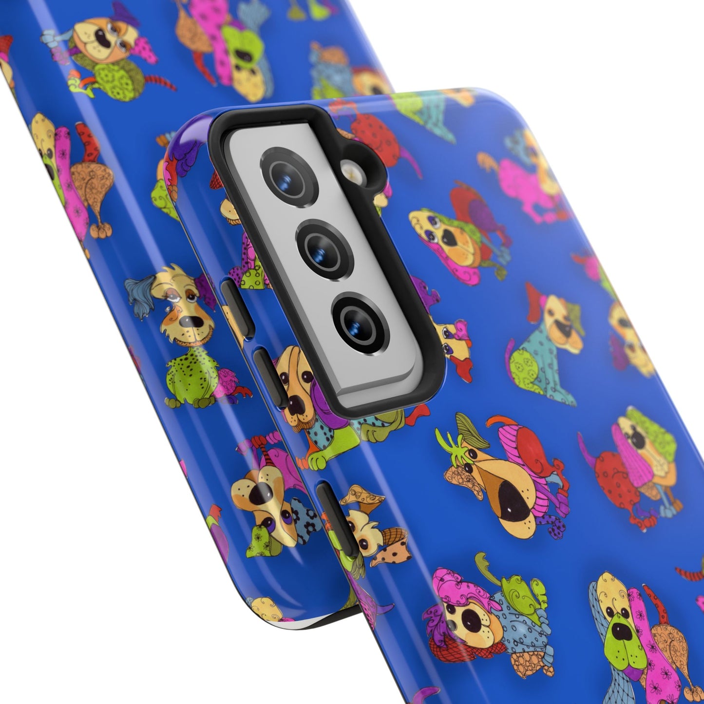 Tossed Happy Dogs Blue Phone Case