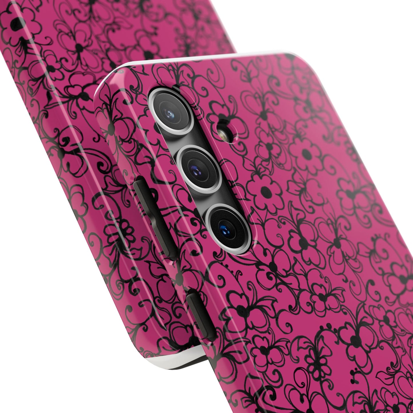 Daisy Jungle Pink / Black Phone Case
