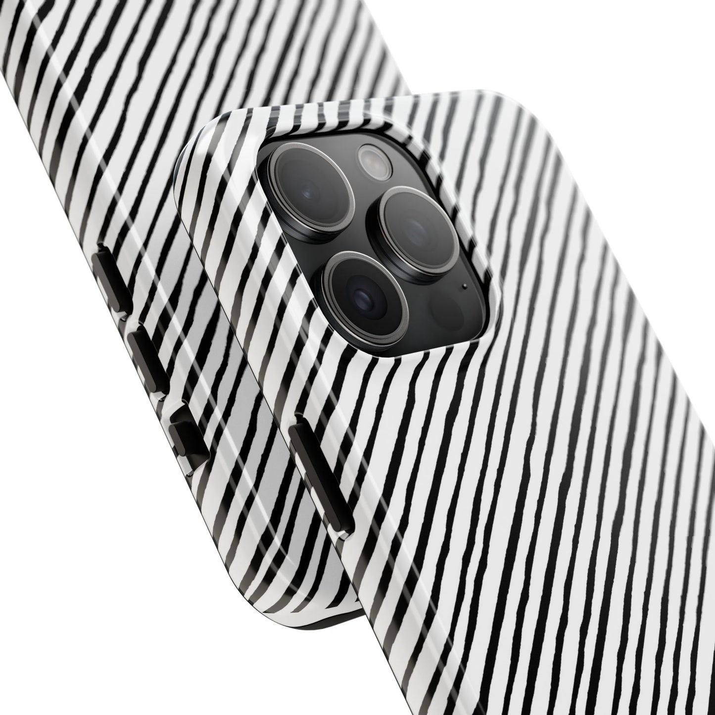 Quirky Bias Stripe White / Black Phone Case
