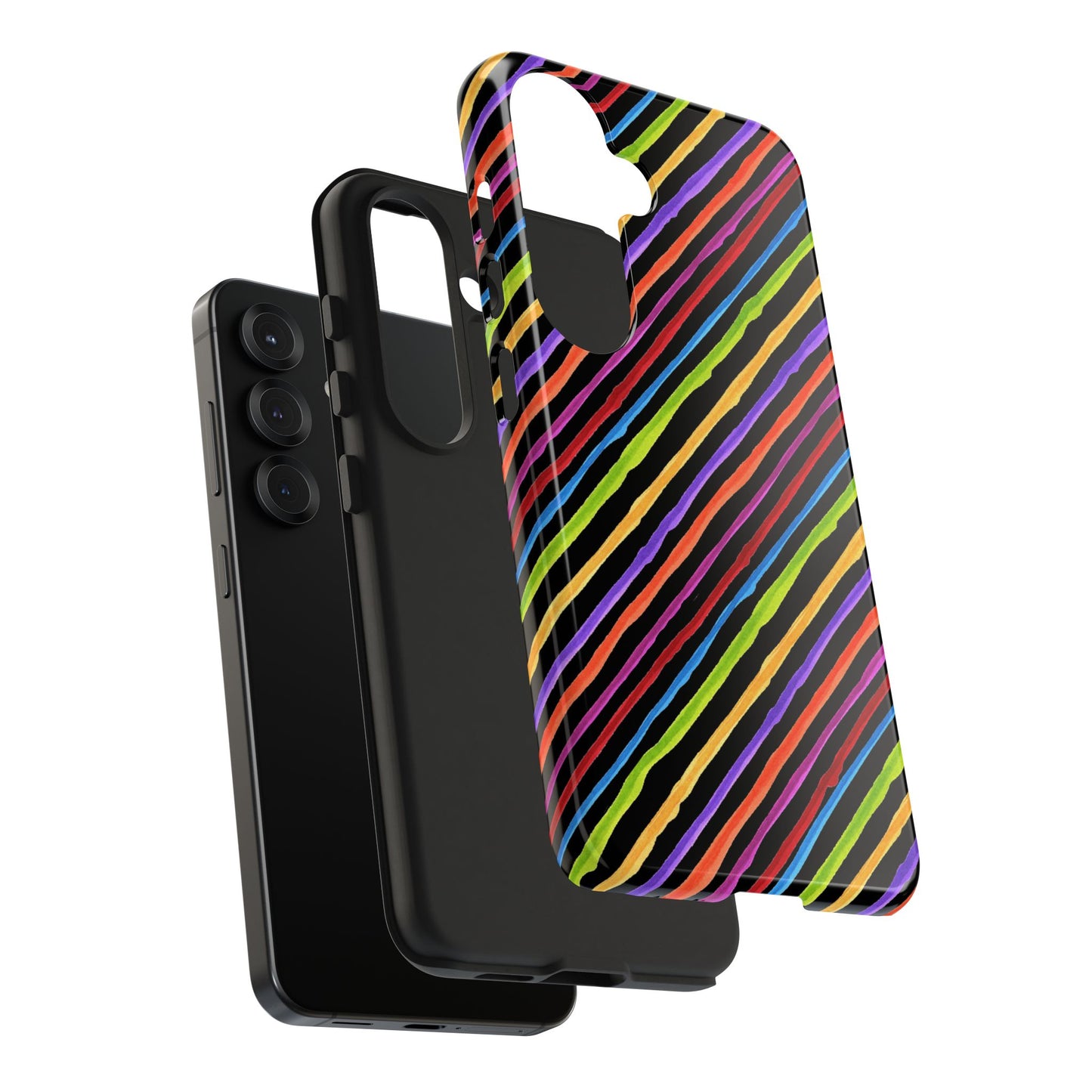 Quirky Bias Stripe Black Phone Case