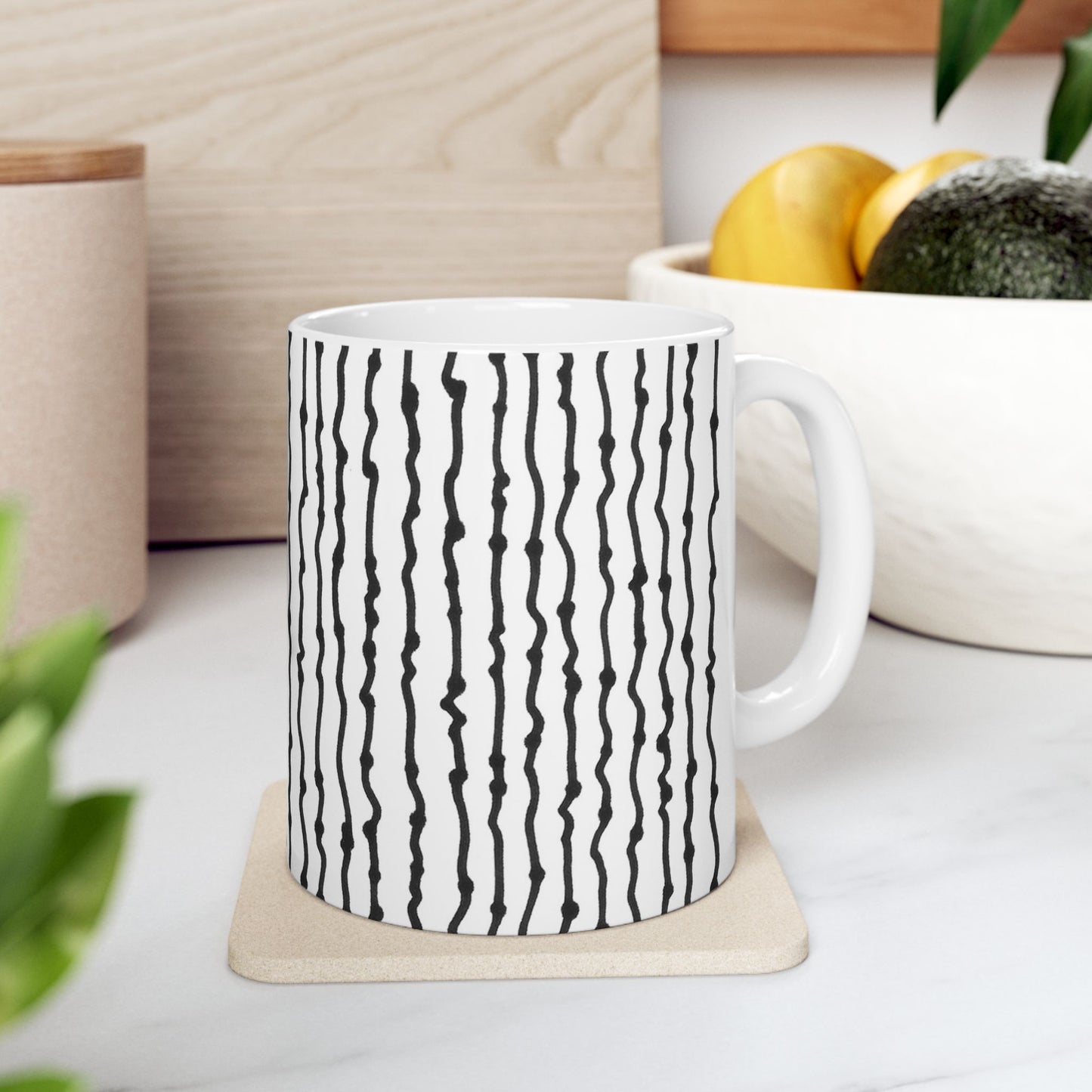 Faux Seersucker White / Black Cup
