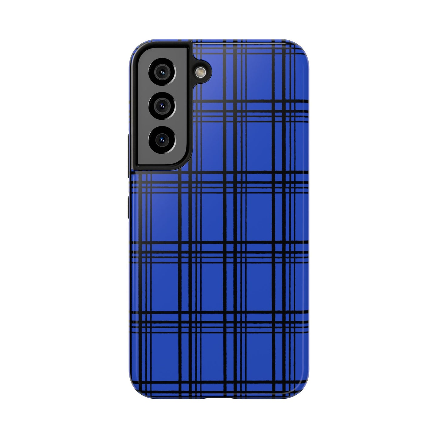 Glad Plaid Blue / Black Phone Case