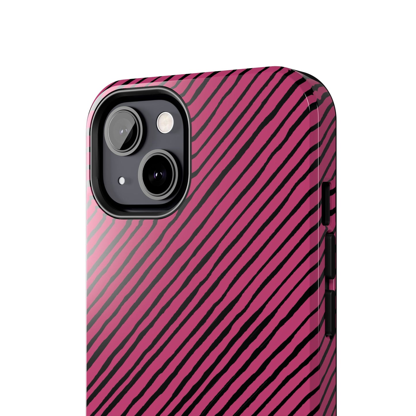 Quirky Bias Stripe Magenta / Black Phone Case