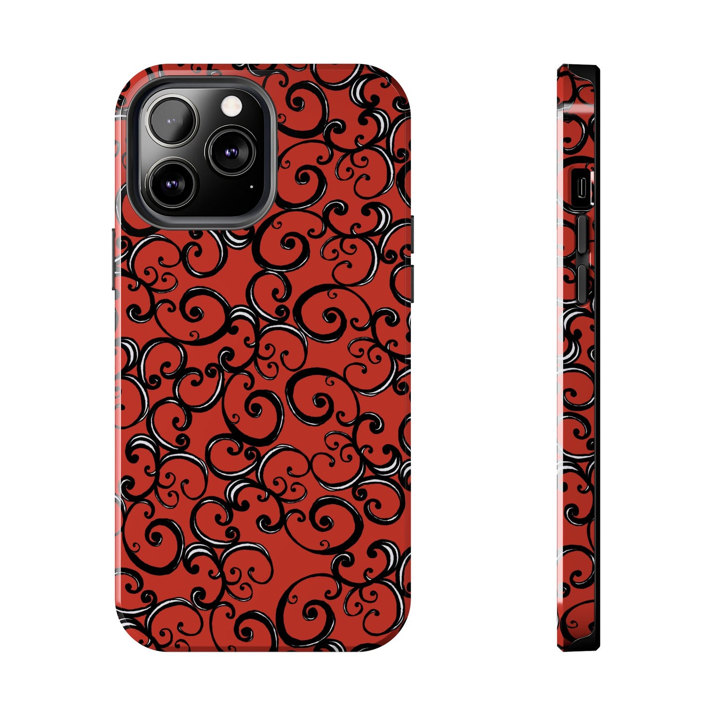 Curls Red / Black Phone Case