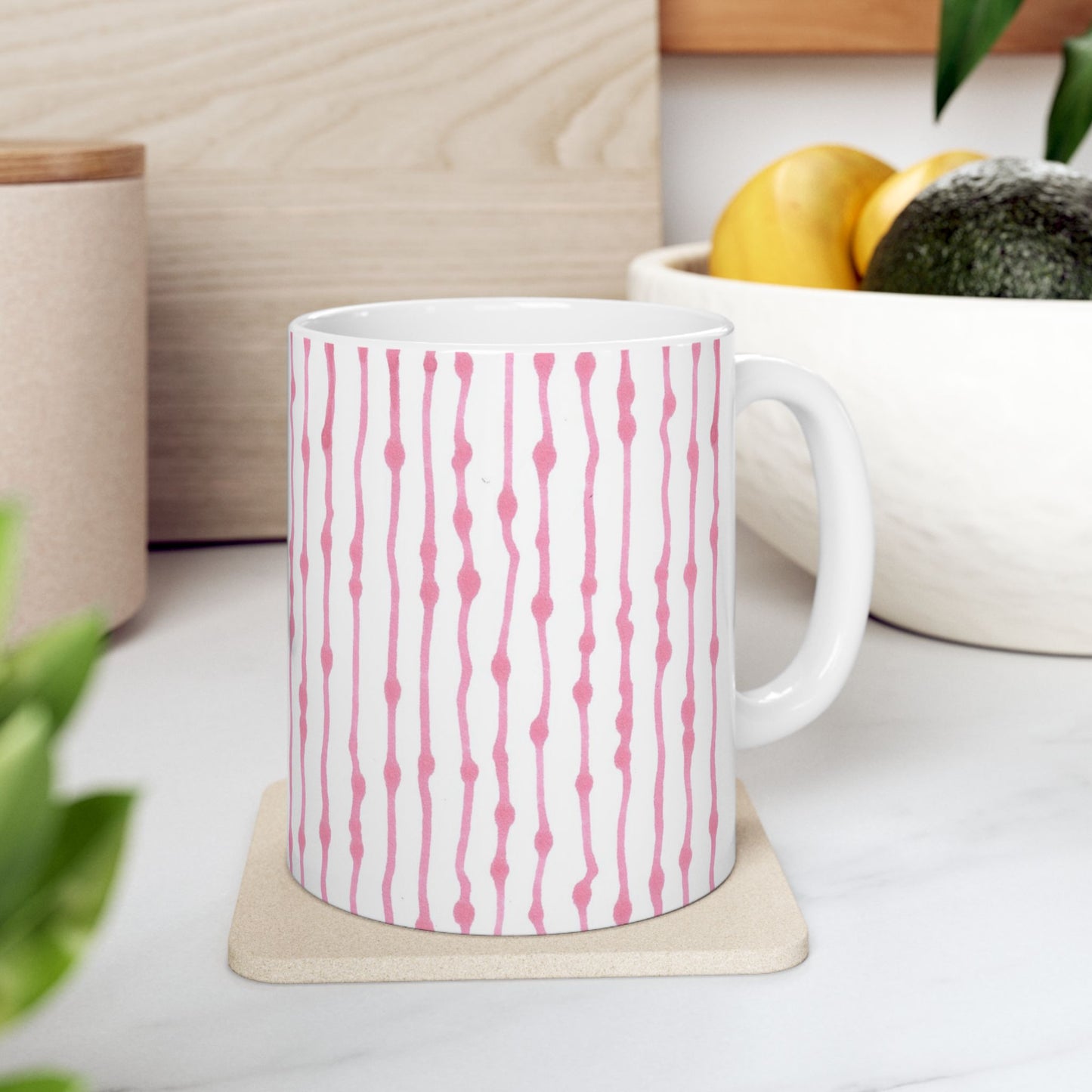 Faux Seersucker White / Pink Cup
