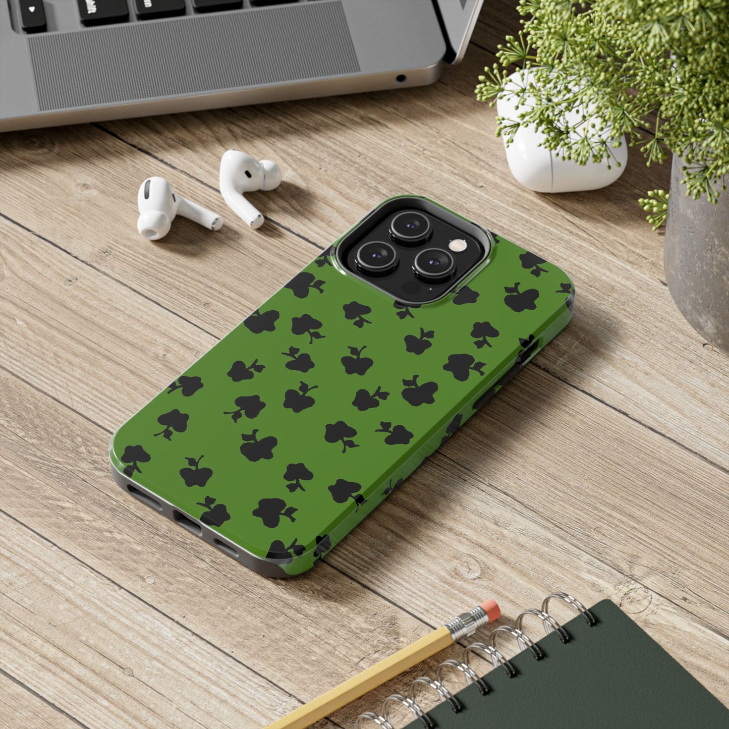 Happy Apples Green / Black Phone Case