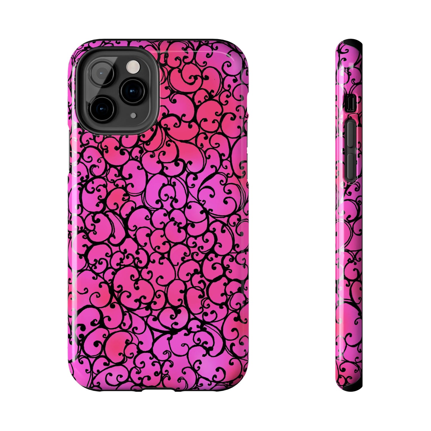 Scrollie Cerise / Black Phone Case