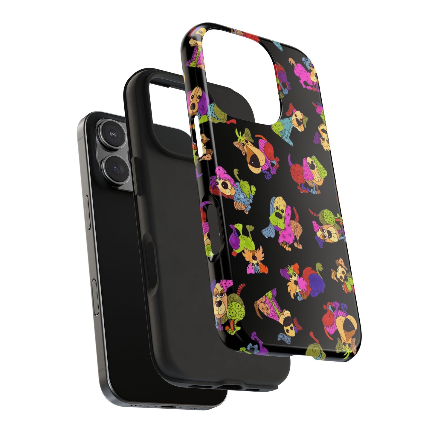 Tossed Happy Dogs Black Phone Case