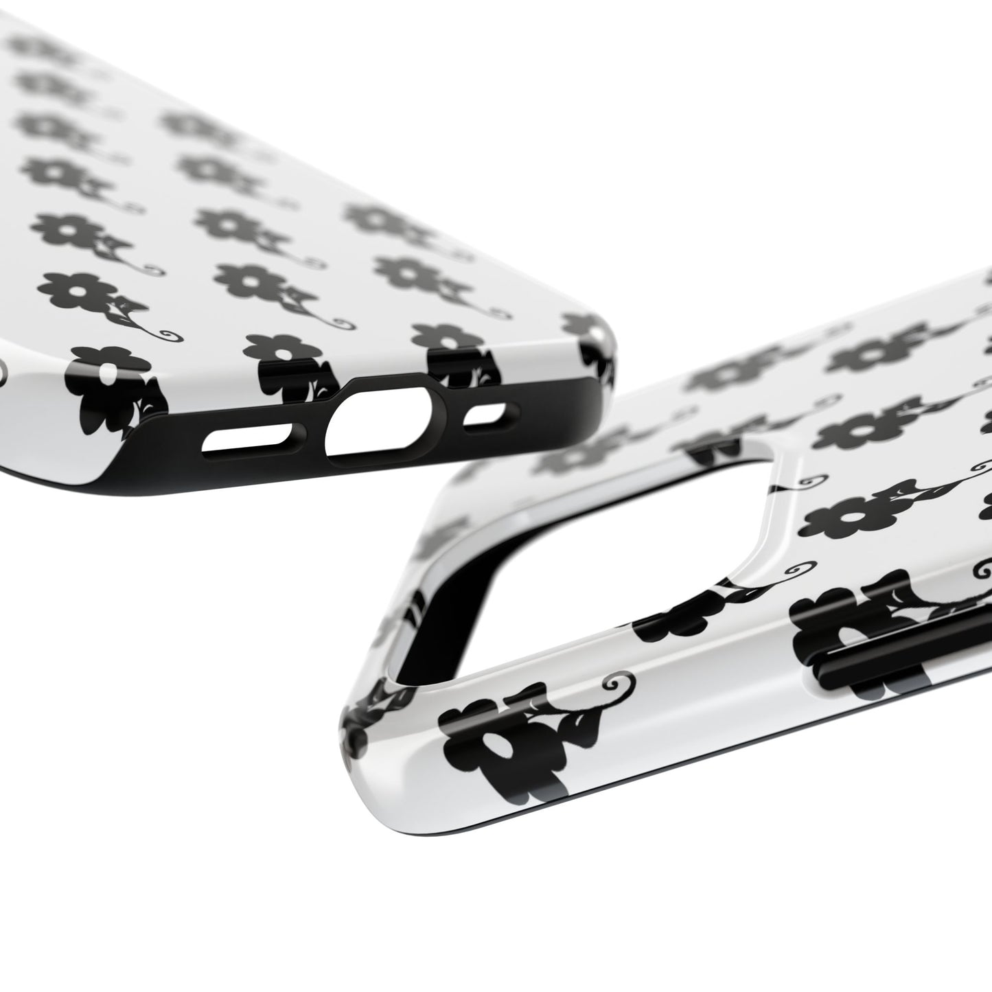 Flowers White / Black Phone Case