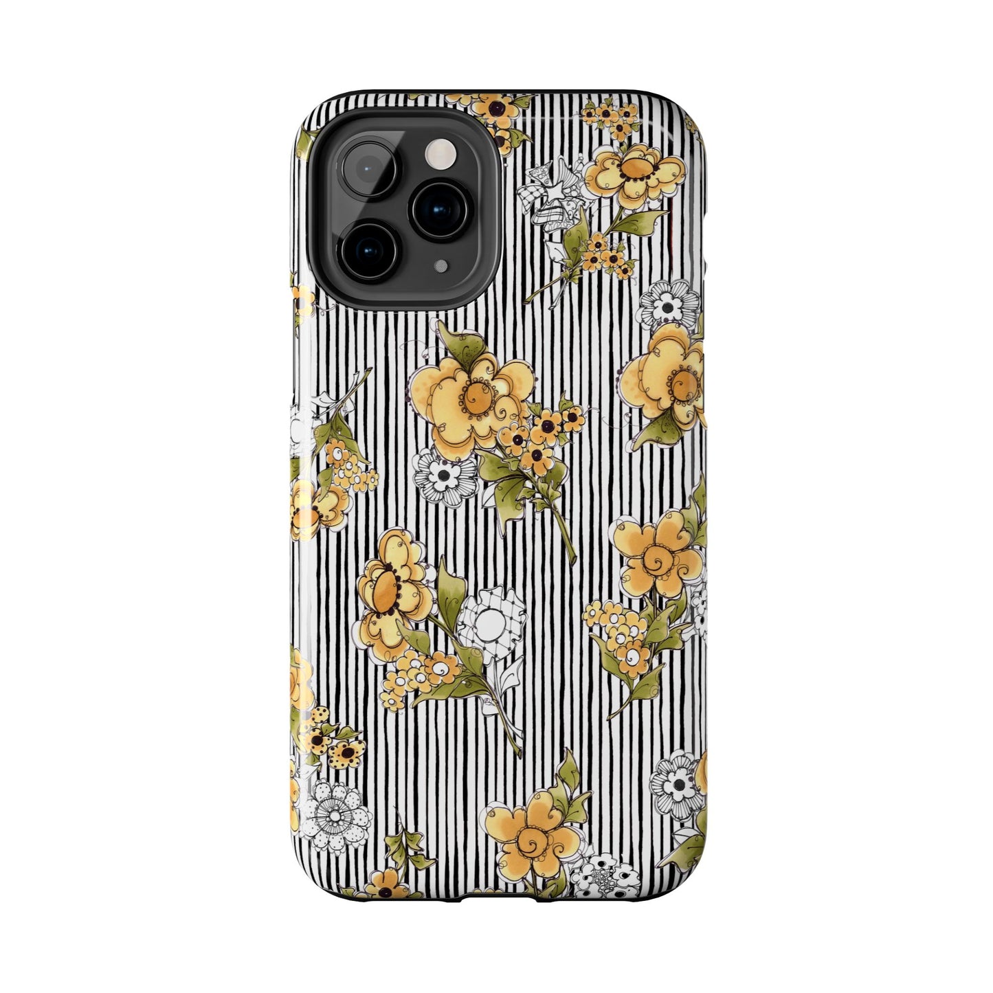 Bee Floral White / Black Phone Case