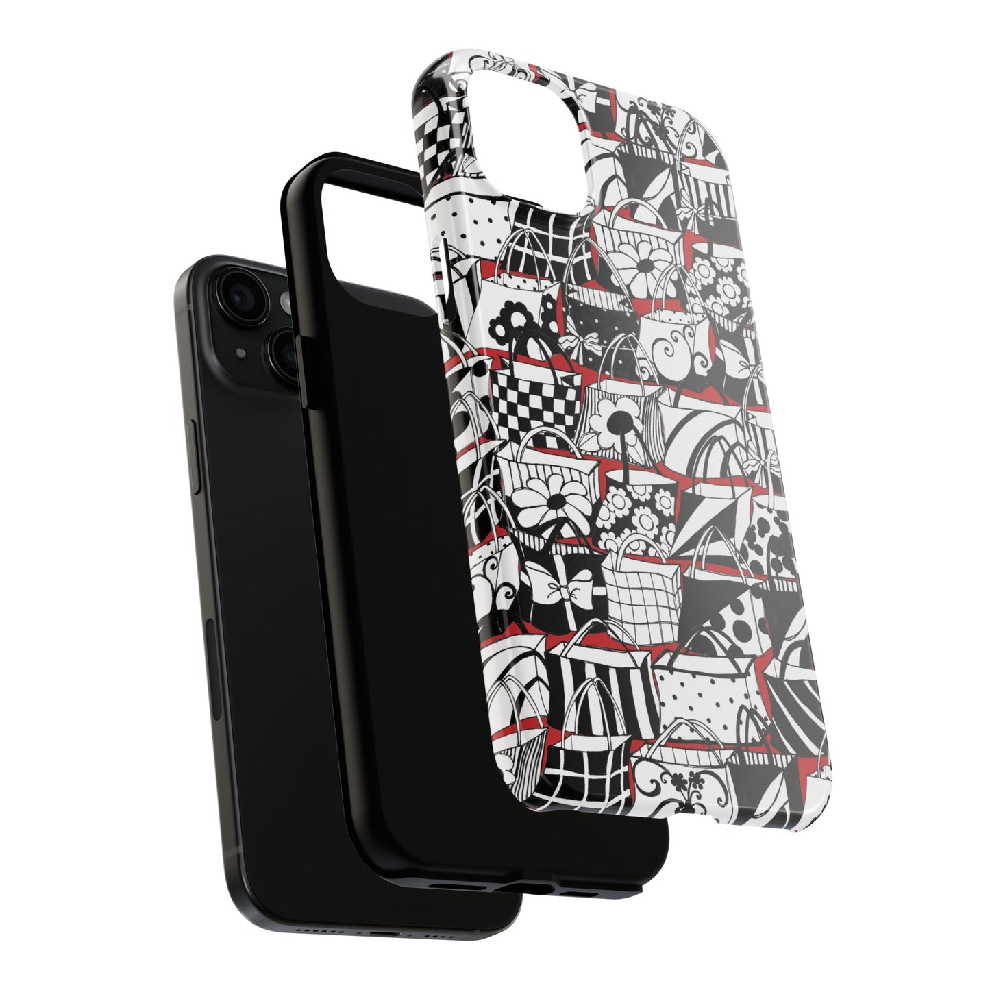 Totally Black, White & Red Phone Case