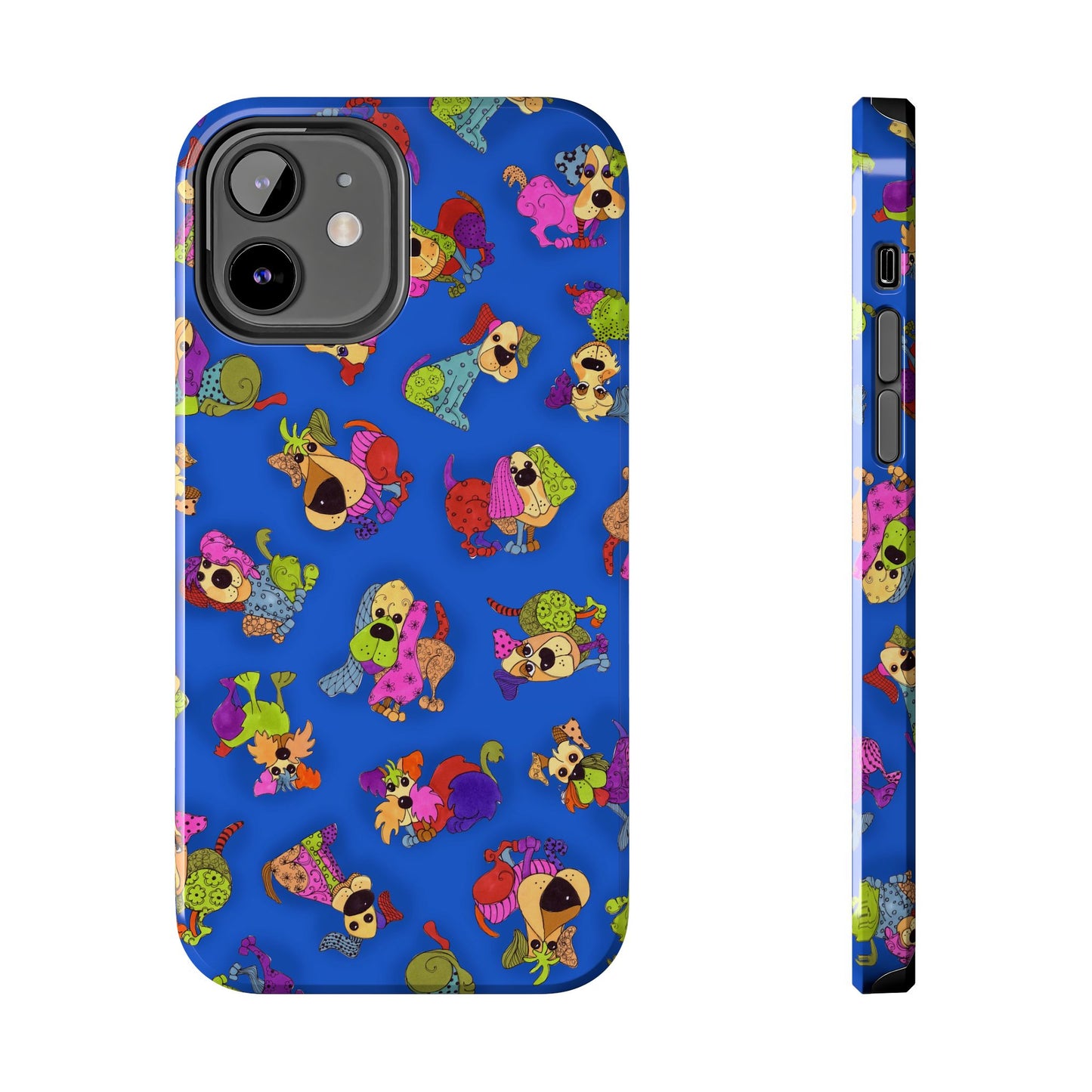 Tossed Happy Dogs Blue Phone Case