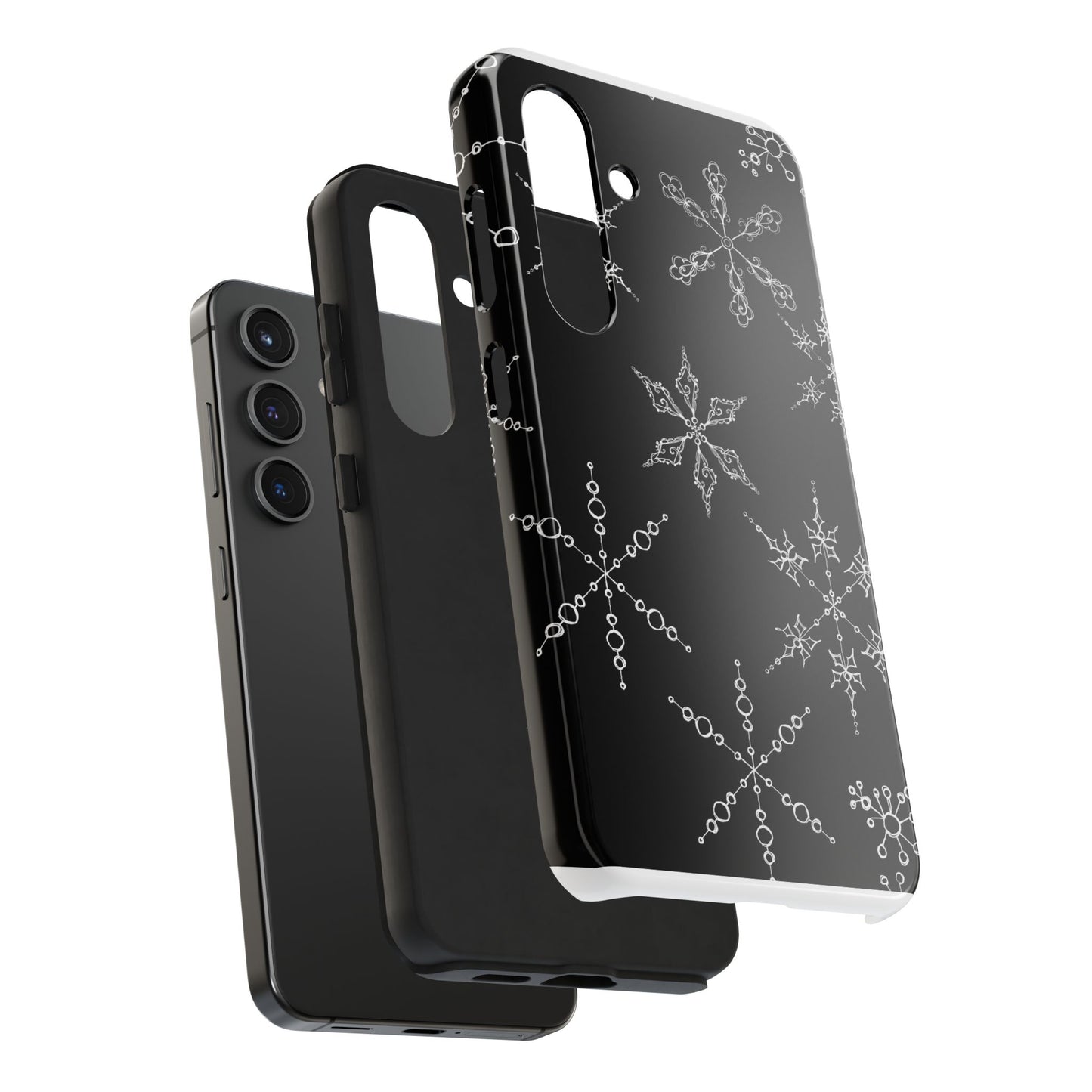 Snowflakes Black Phone Case