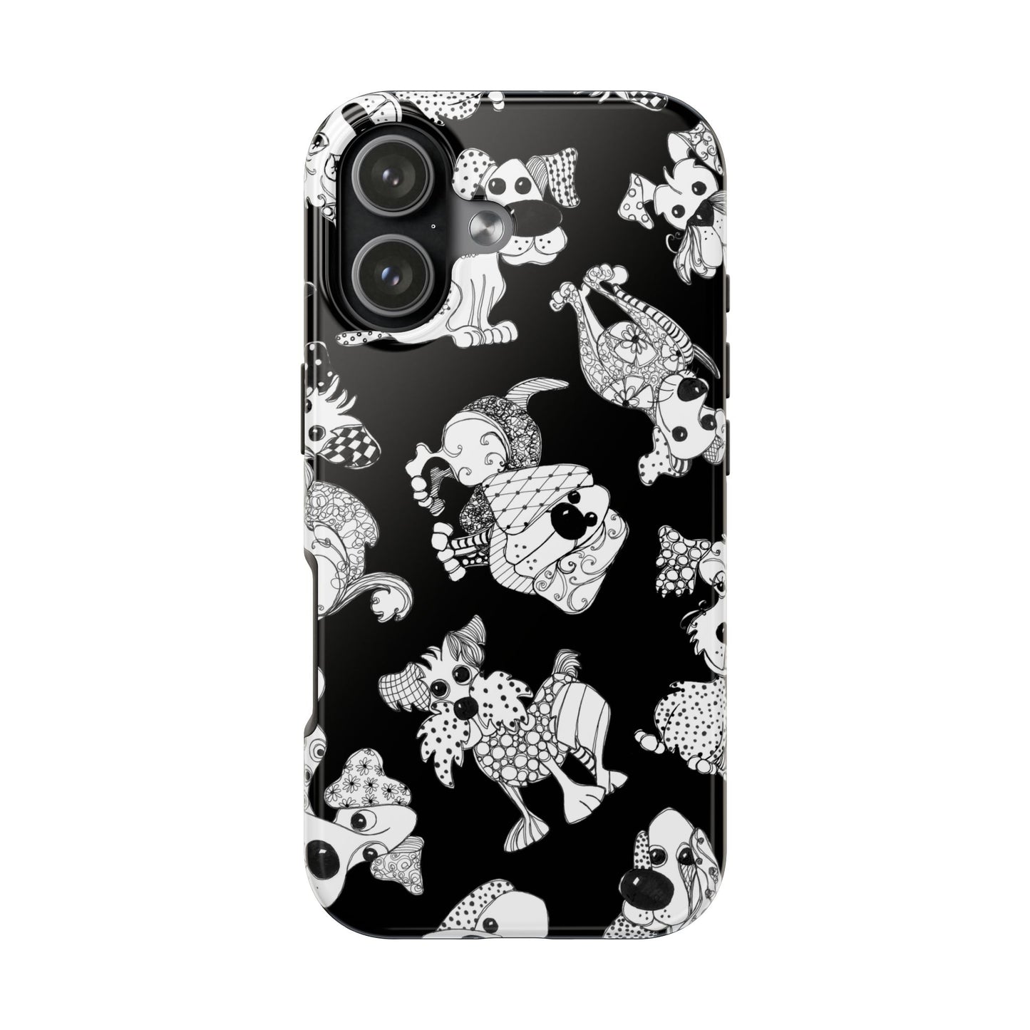 Doodle Dogs Black Phone Case