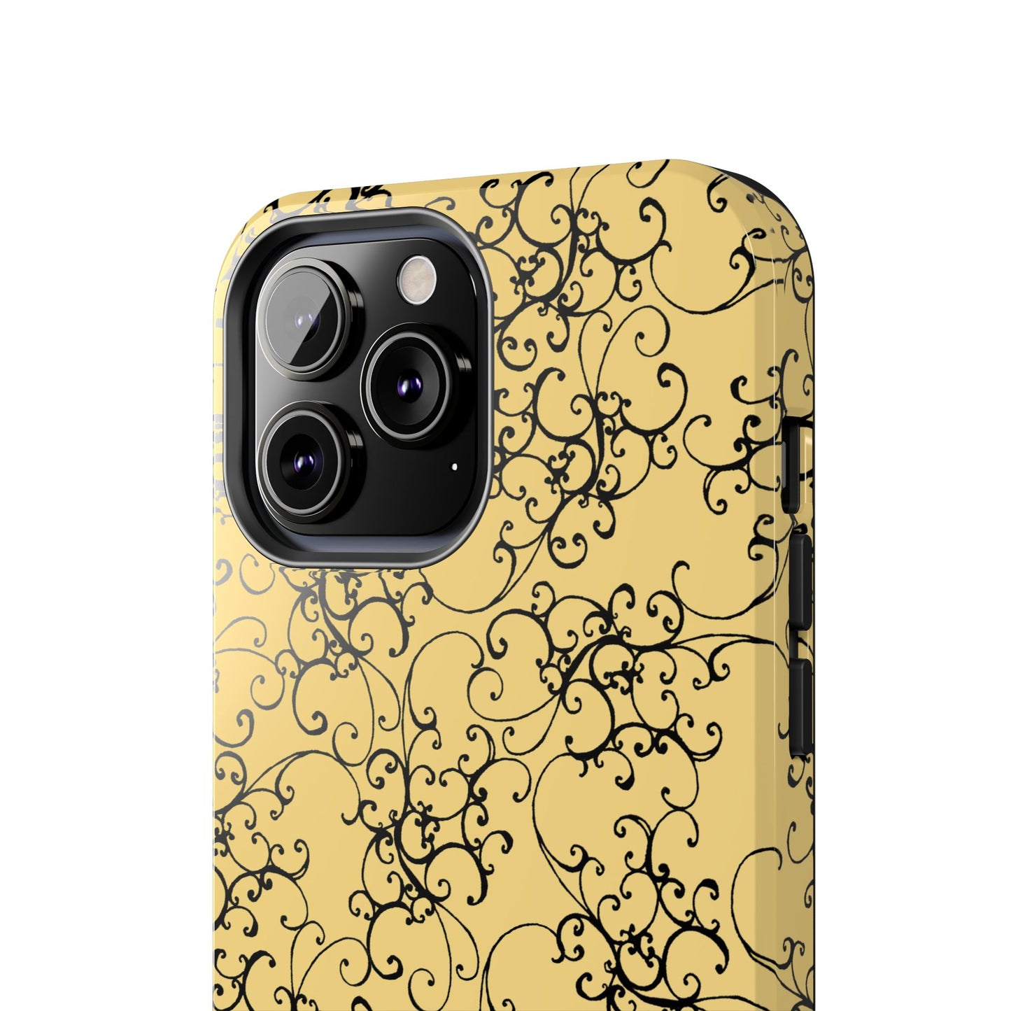 Elegant Scroll Yellow / Black Phone Case