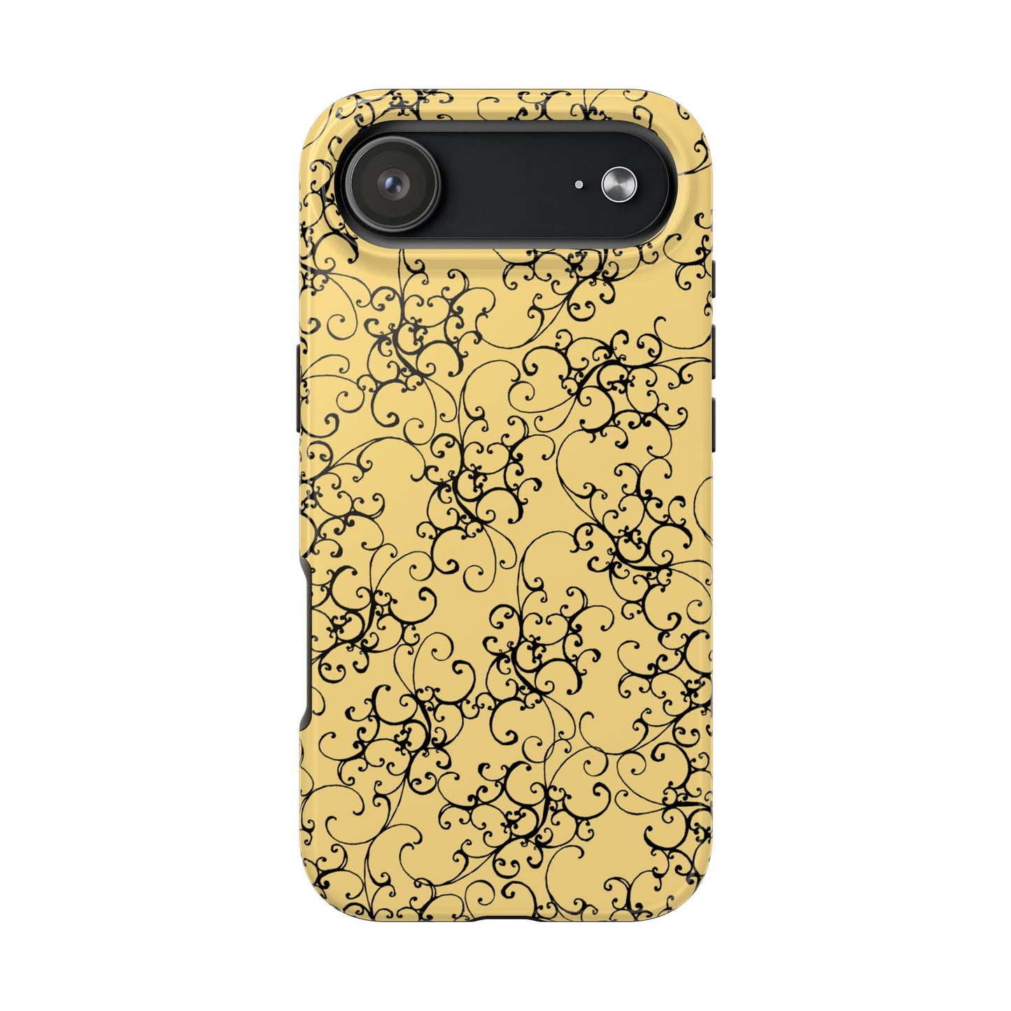 Elegant Scroll Yellow / Black Phone Case
