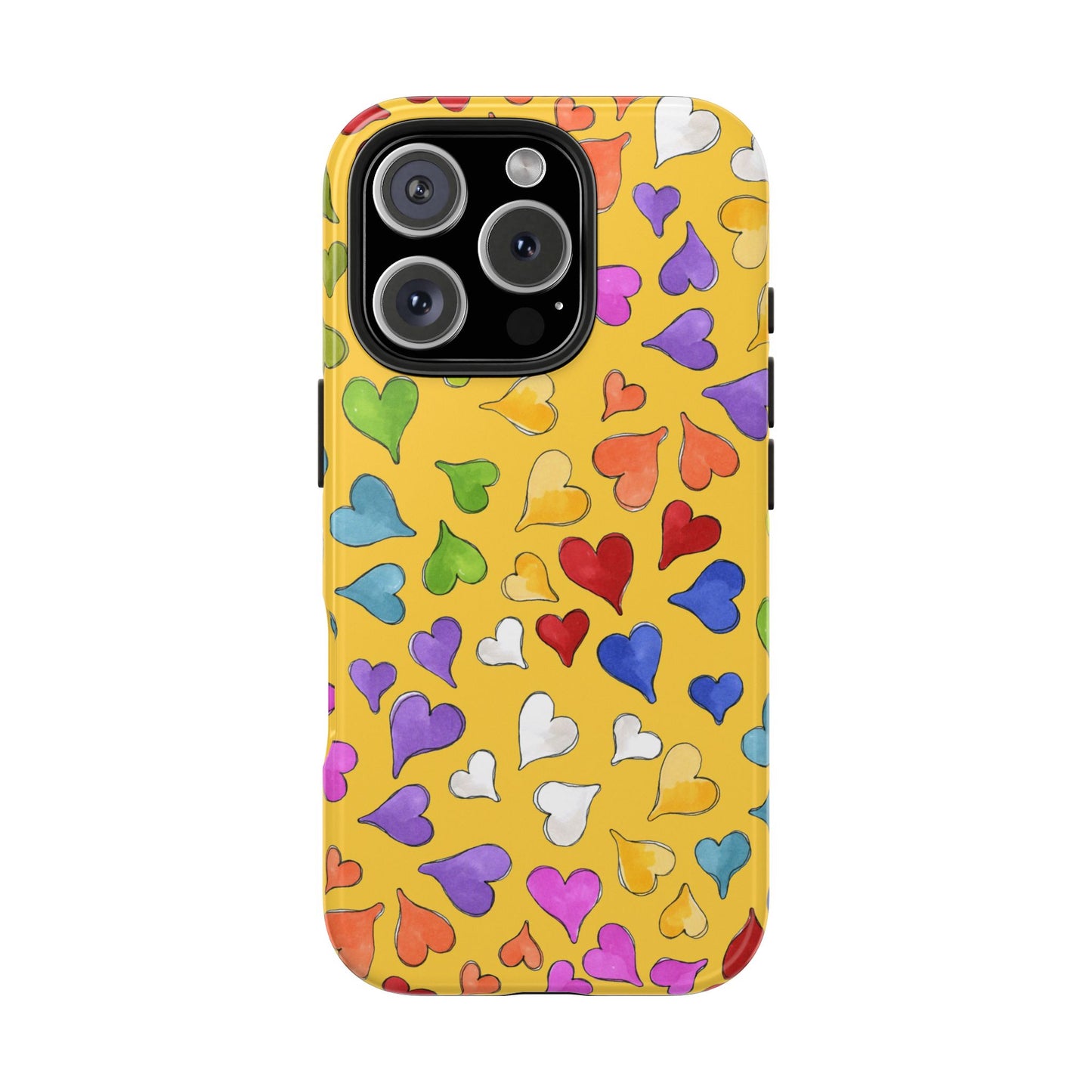 Happy Hearts Yellow Phone Case