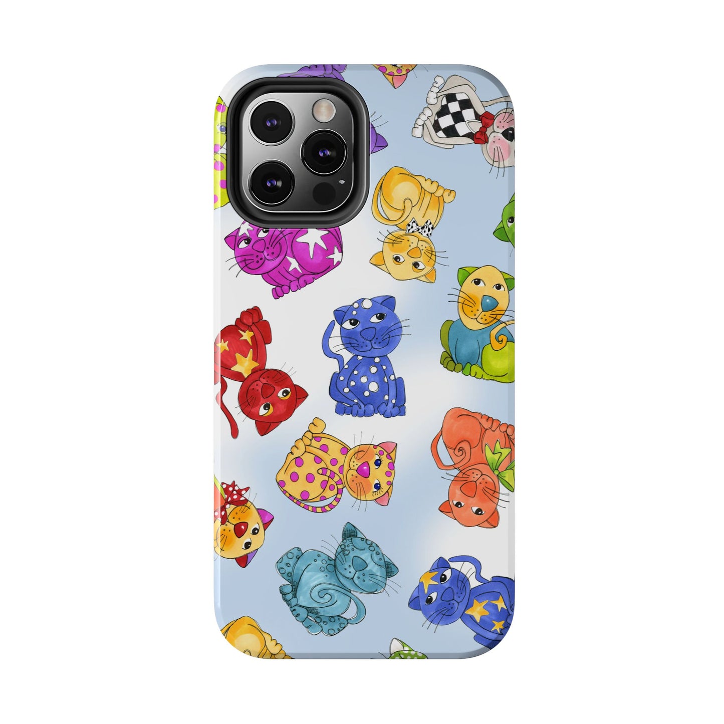 Tossed Happy Cats Blue Sky Phone Case