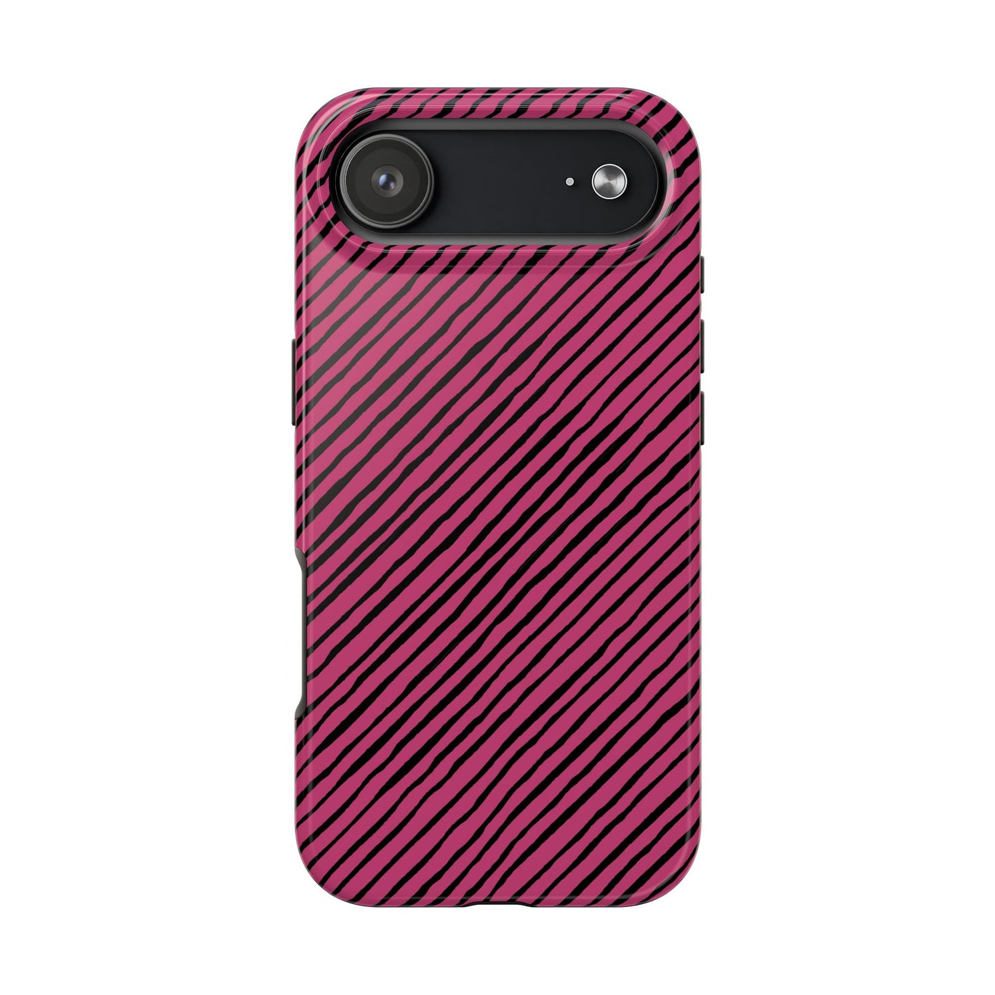 Quirky Bias Stripe Magenta / Black Phone Case