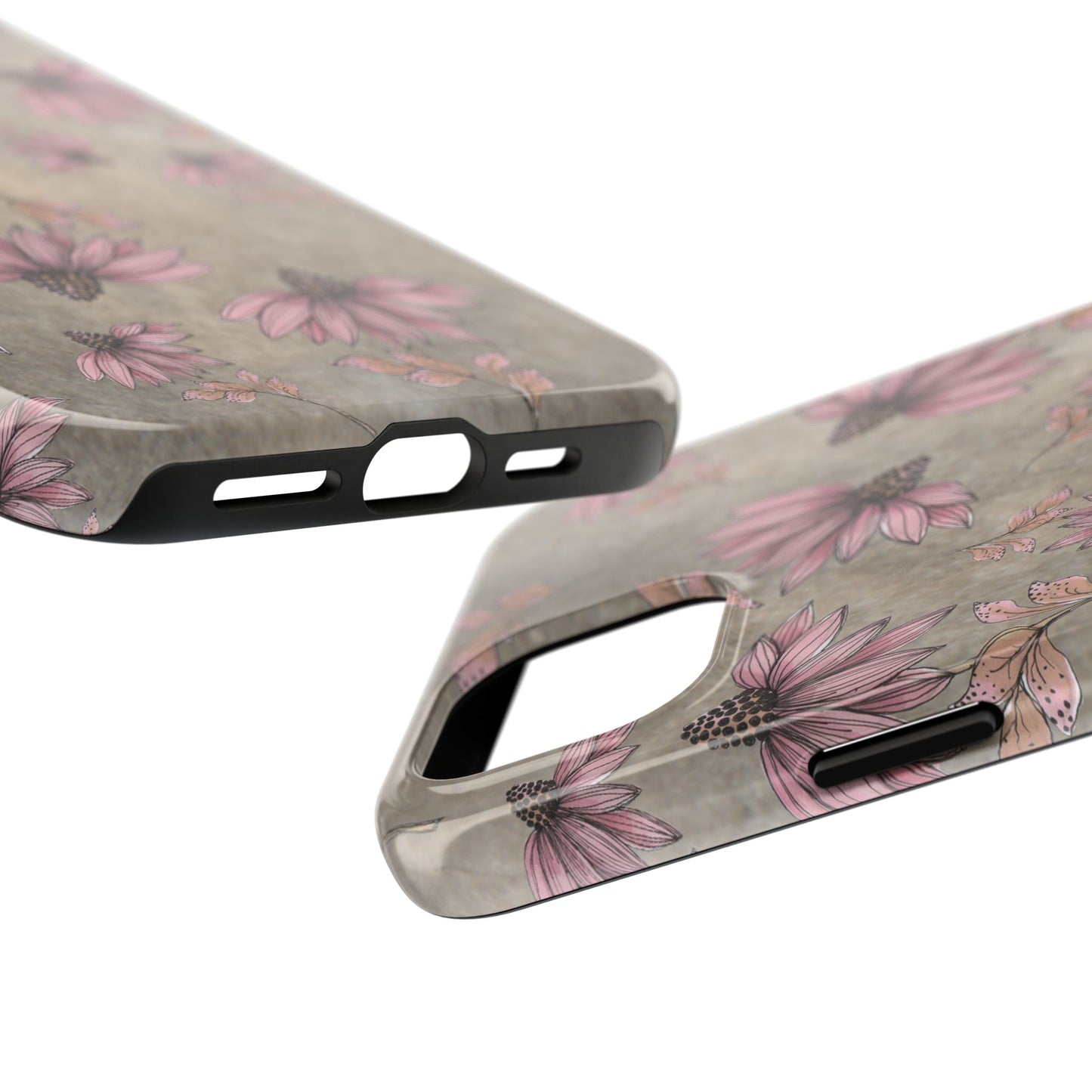 Wild Cone Flowers Taupe Marble Phone Case