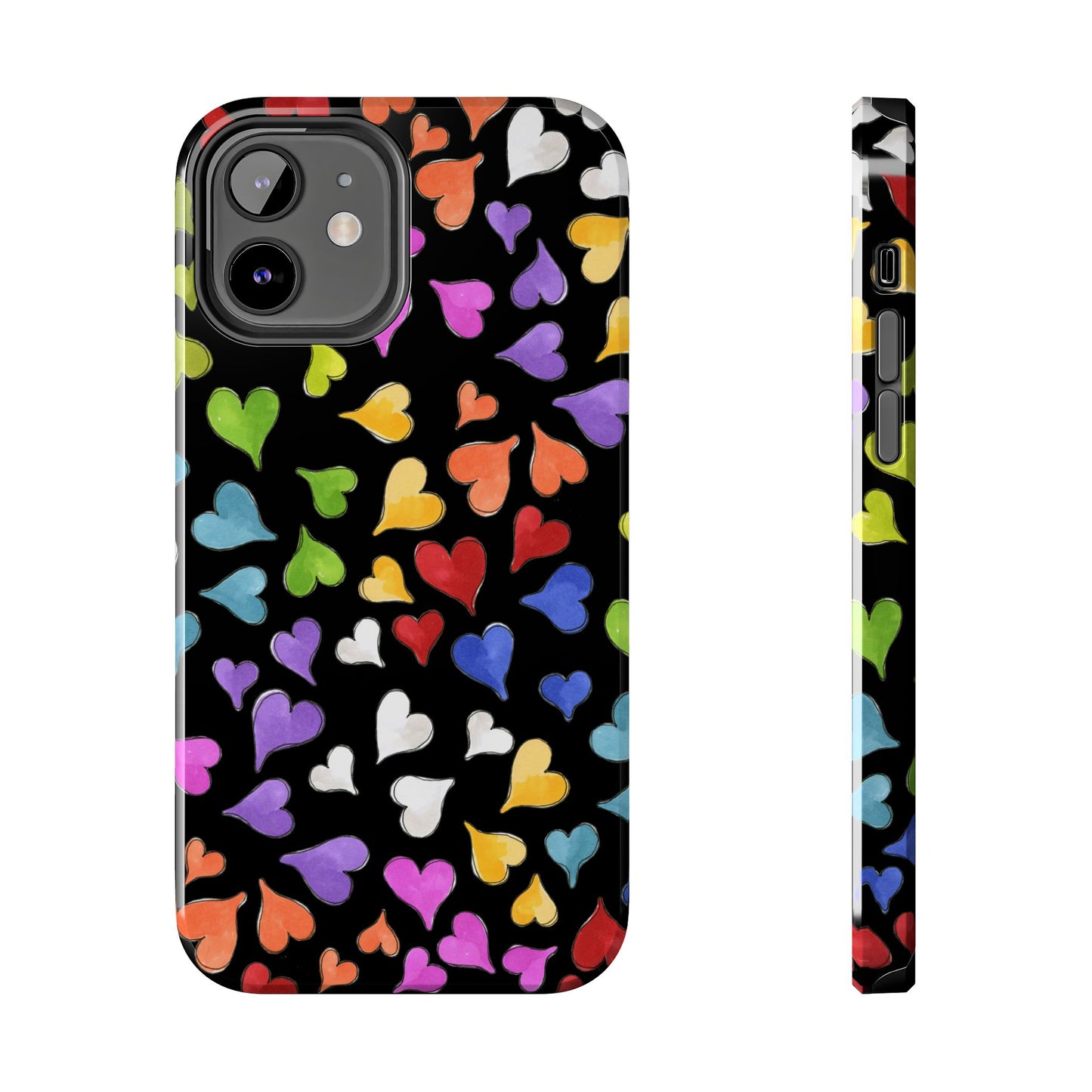 Happy Hearts Black Phone Case