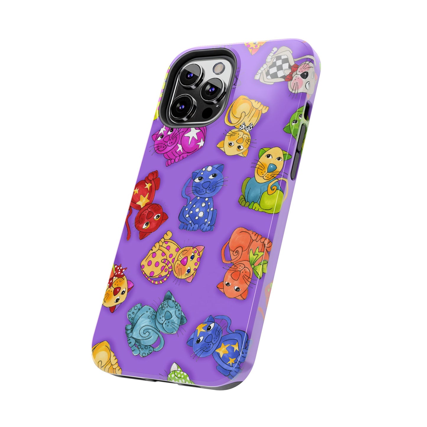 Tossed Happy Cats Purple Phone Case