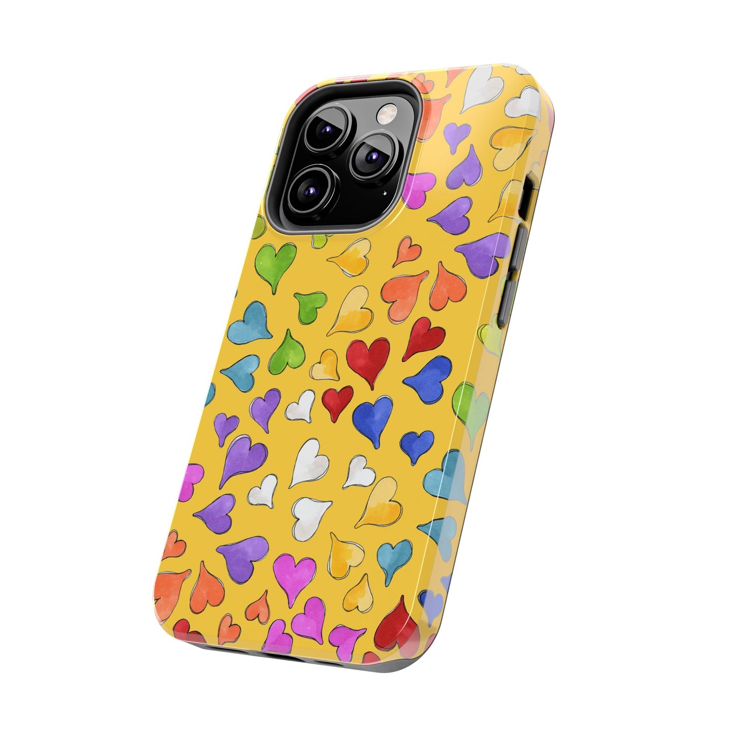 Happy Hearts Yellow Phone Case