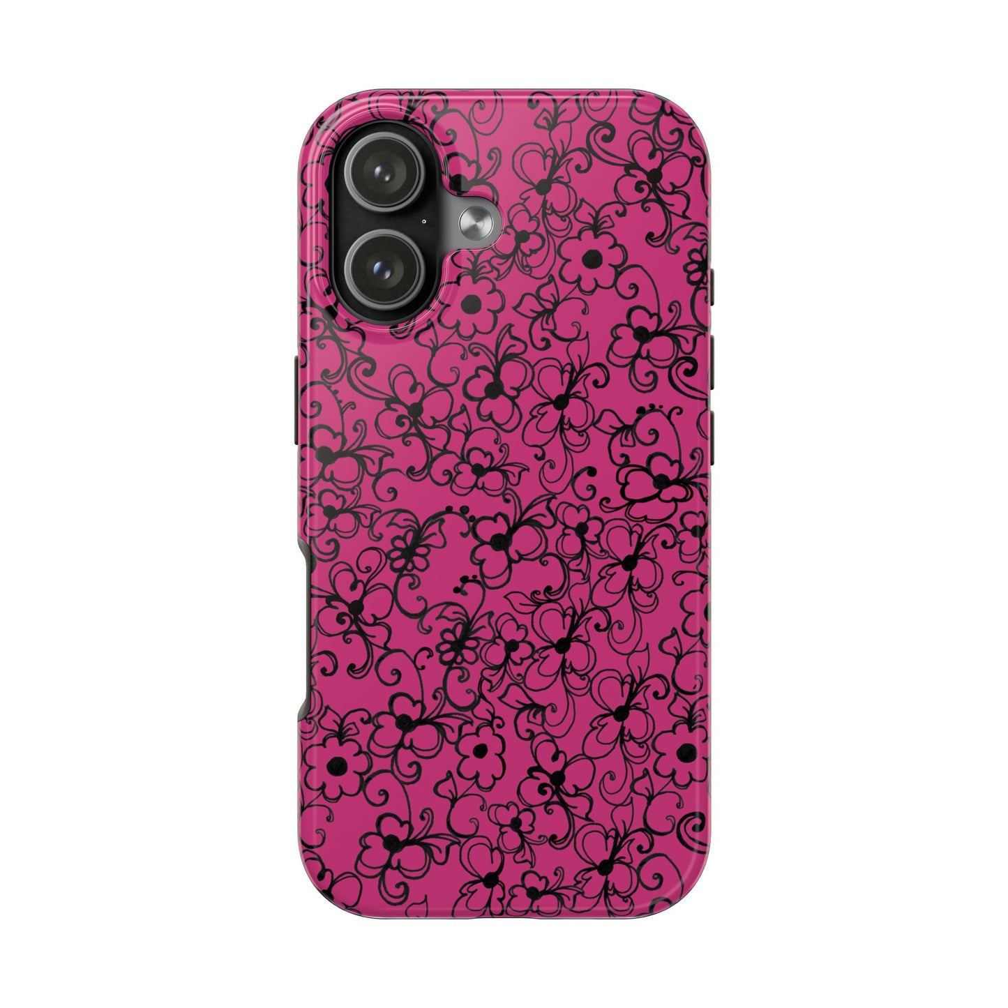 Daisy Jungle Pink / Black Phone Case