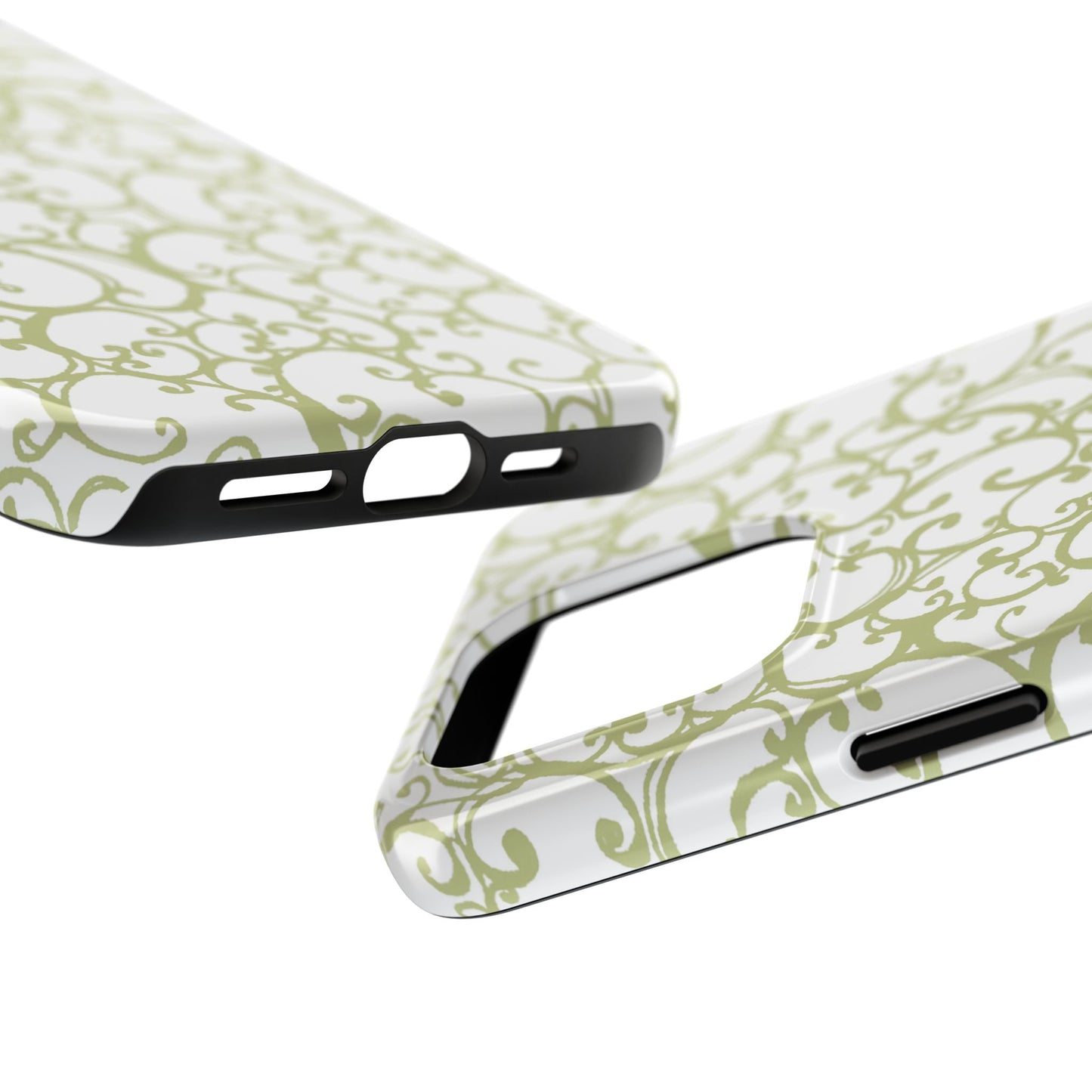 Scrollie White / Green Phone Case