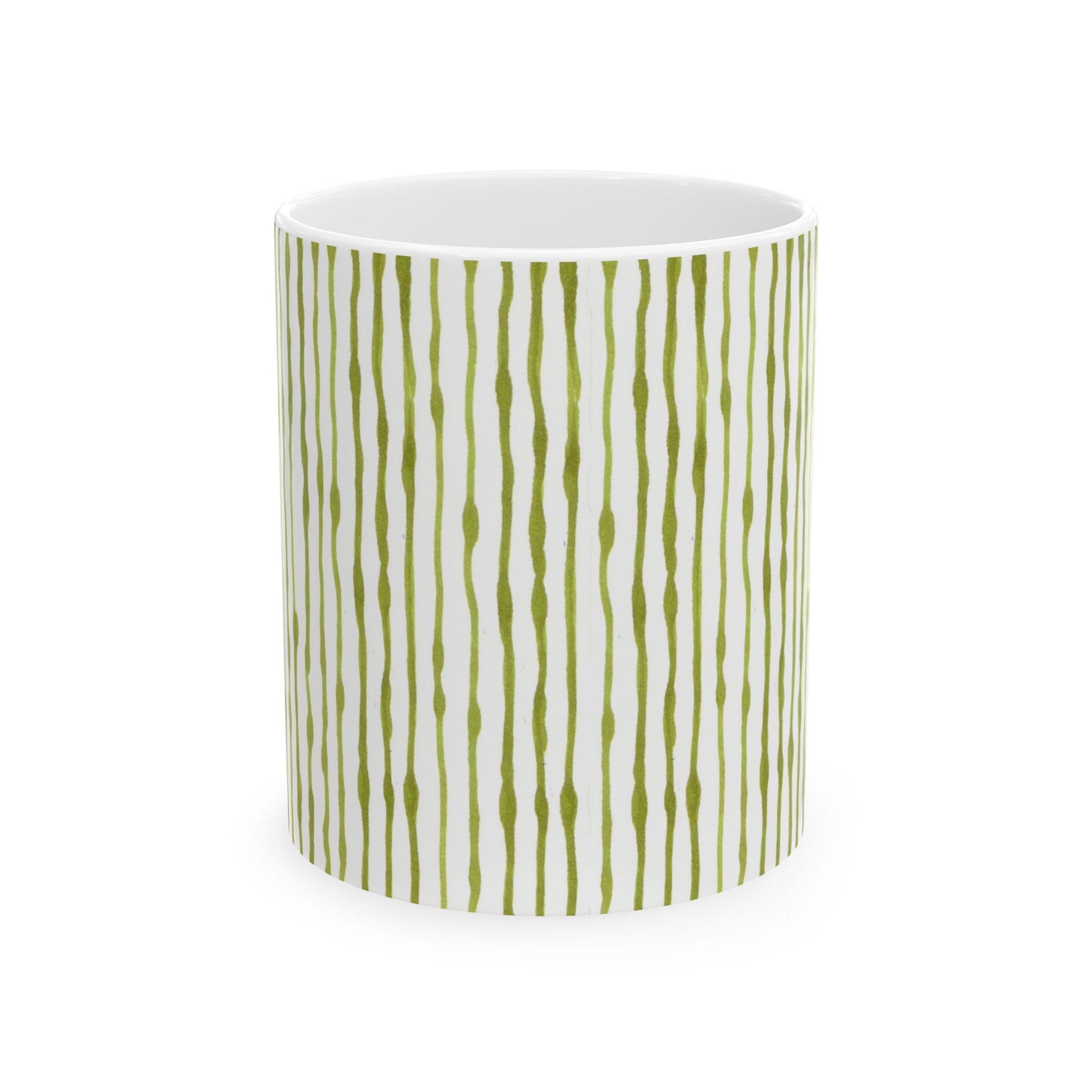 Faux Seersucker White / Green Cup