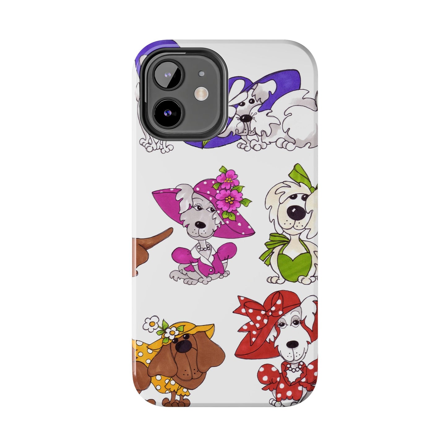 Fancy Dog Line Up White Phone Case
