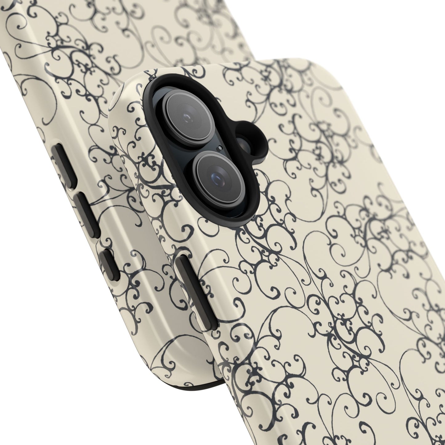 Elegant Scroll Ivory / Black Phone Case