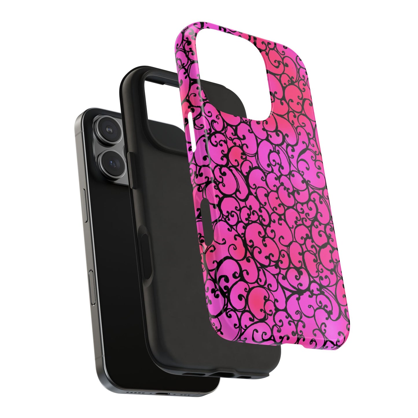 Scrollie Cerise / Black Phone Case