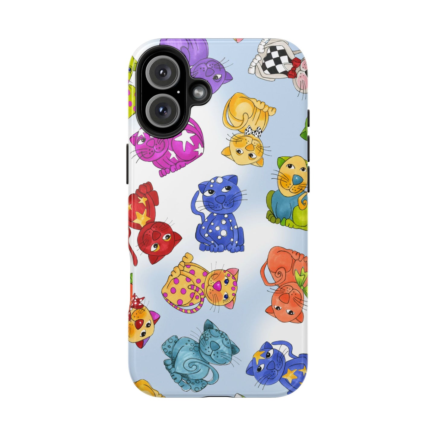 Tossed Happy Cats Blue Sky Phone Case