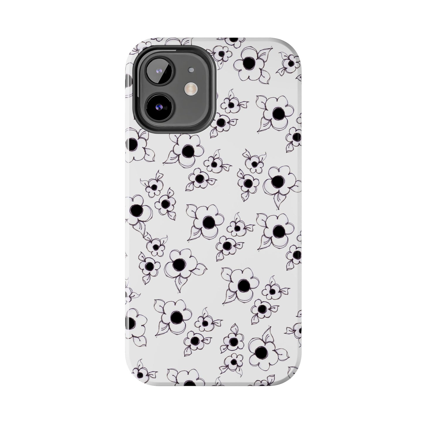 Daisy Cluster White / Black Phone Case