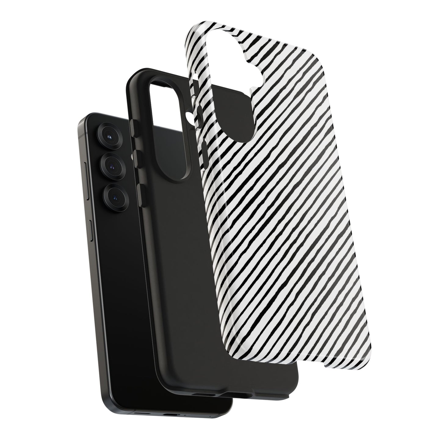 Quirky Bias Stripe White / Black Phone Case