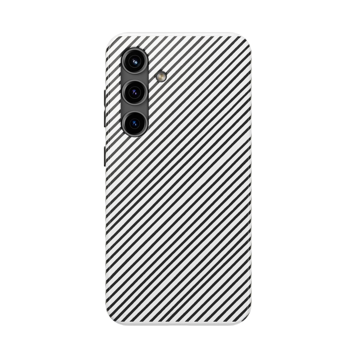 Diagonal Stripe White / Black Phone Case